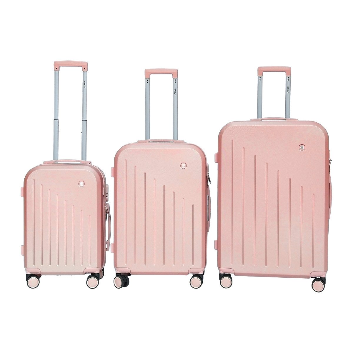 Barut Trolleyset Reisekofferset 3-teilig Modell Ares Rosegold, 4 Rollen, (Set, 3 tlg., Hartschalen Trolley Set MS-19054)