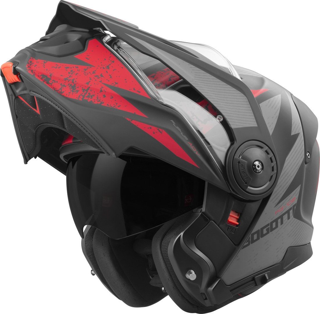 Bogotto Motorradhelm FG-102 Safari Fiberglas Enduro Klapphelm Helm, vorbereitet für Kommunikationssystem,geeignet für Brillenträger,h