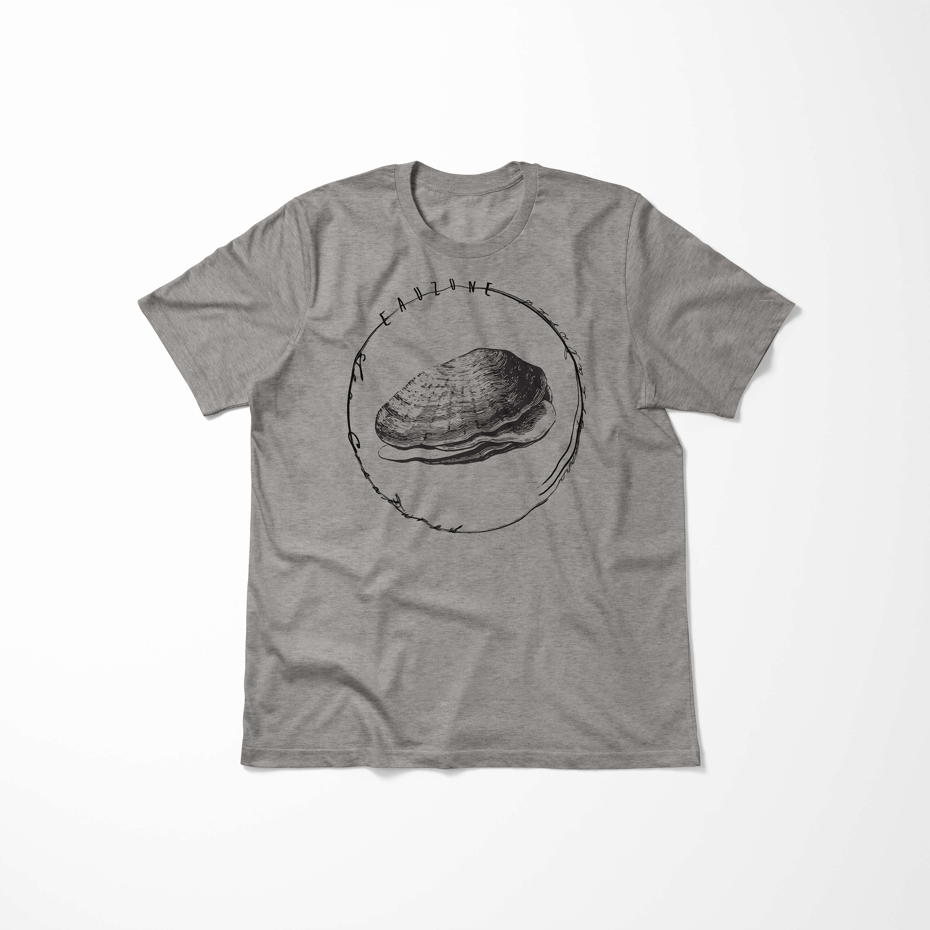 Fische 065 Struktur T-Shirt Sinus Tiefsee T-Shirt feine - / Sea Serie: Creatures, Sea Ash und sportlicher Schnitt Art