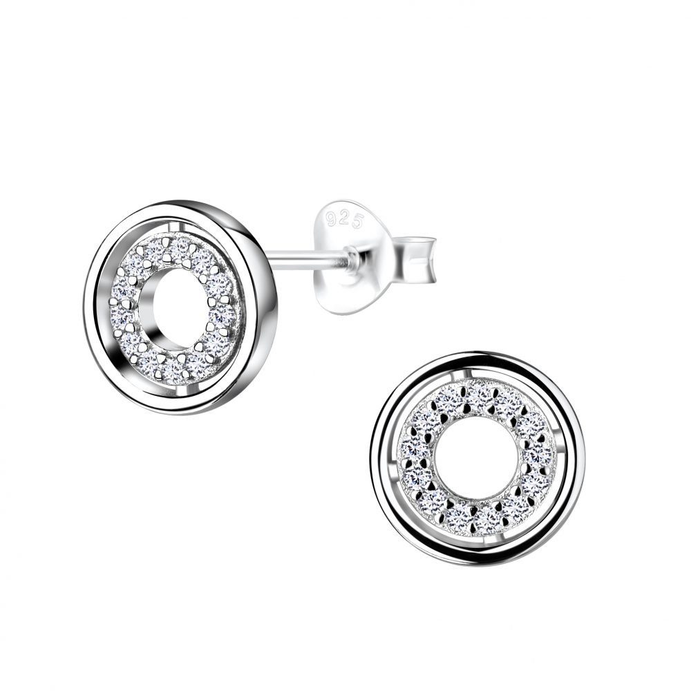 ALEXANDER YORK Silber Sterling Zirkonia, KREIS Ohrstecker 925 Paar 2-tlg