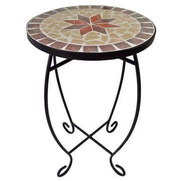 etc-shop Gartentisch, Blumen Hocker Wohn Zimmer Beistell Tisch Mosaik Design mediterran