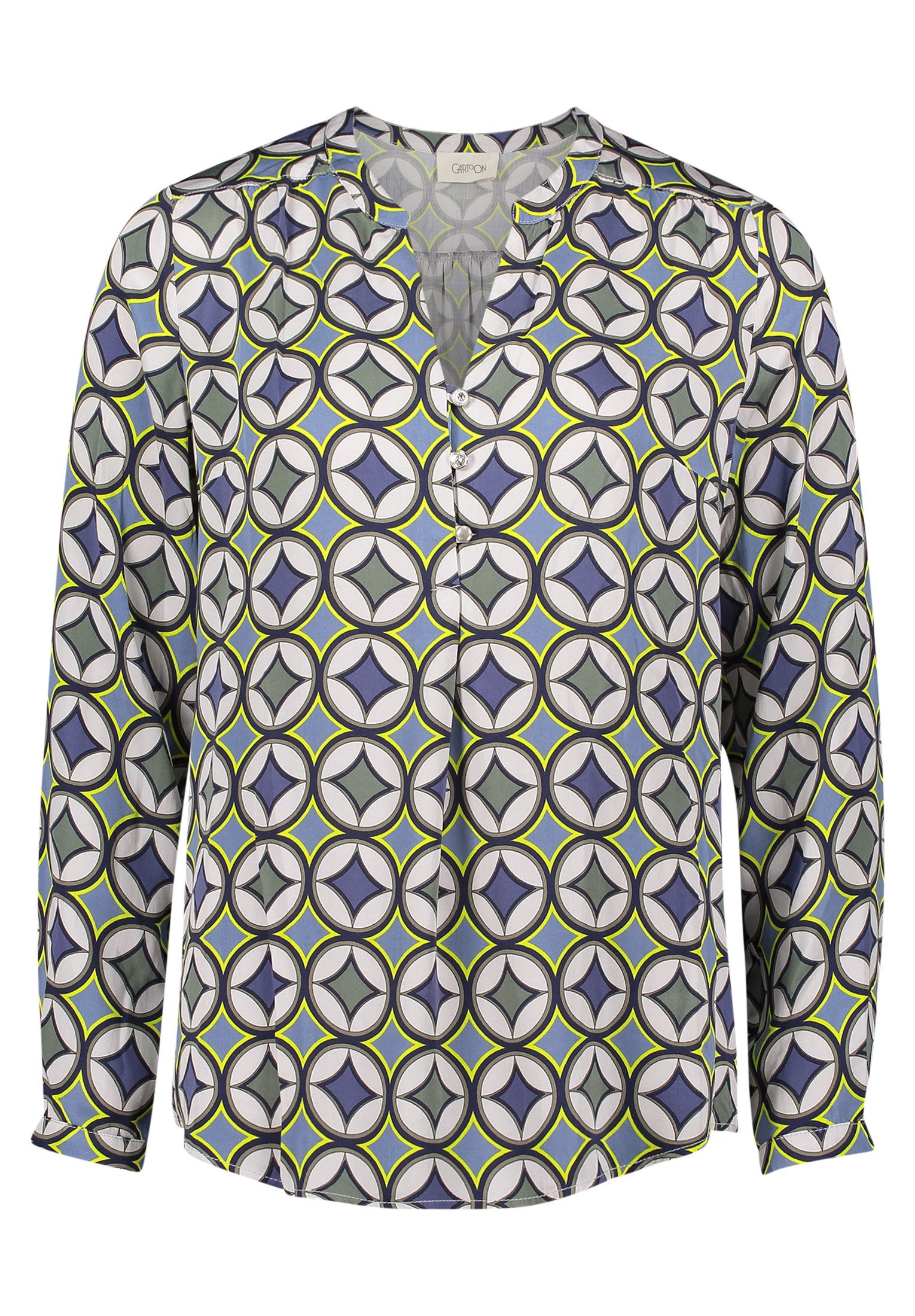 Cartoon Schlupfbluse Damen Casual-Bluse mit Knöpfen günstig online kaufen