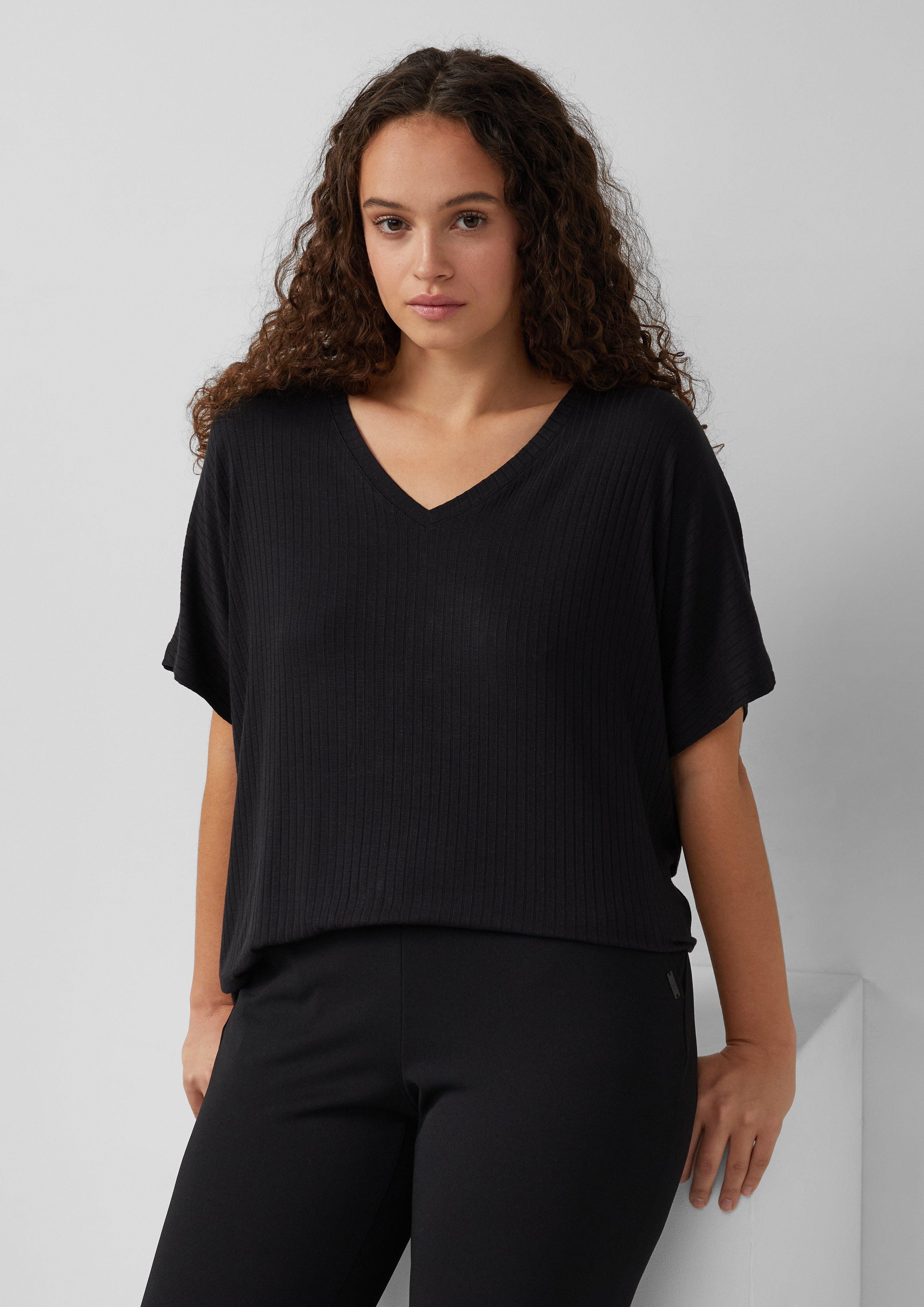 QS Kurzarmshirt Weich fließendes Oversize-Shirt mit günstig online kaufen