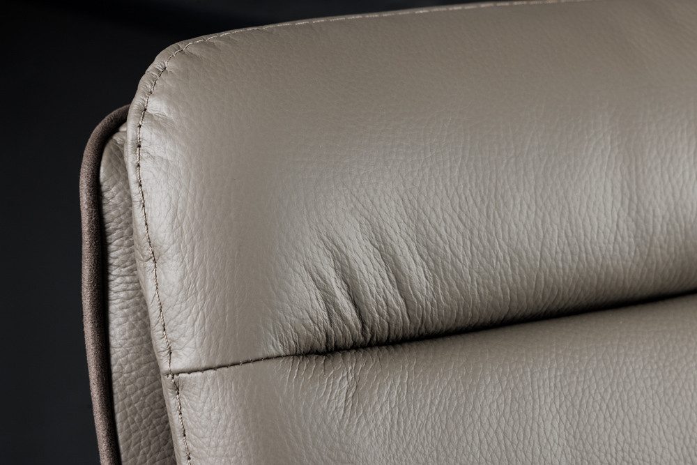 riess-ambiente Barhocker BIG GEORGE taupe - Echtleder, 360° drehbar, Metall-Fuß, mit Armlehne (Einzelartikel, 1 St), höhenverstellbar, mit Autoreturn & Fußablag – Bild 4 von 5