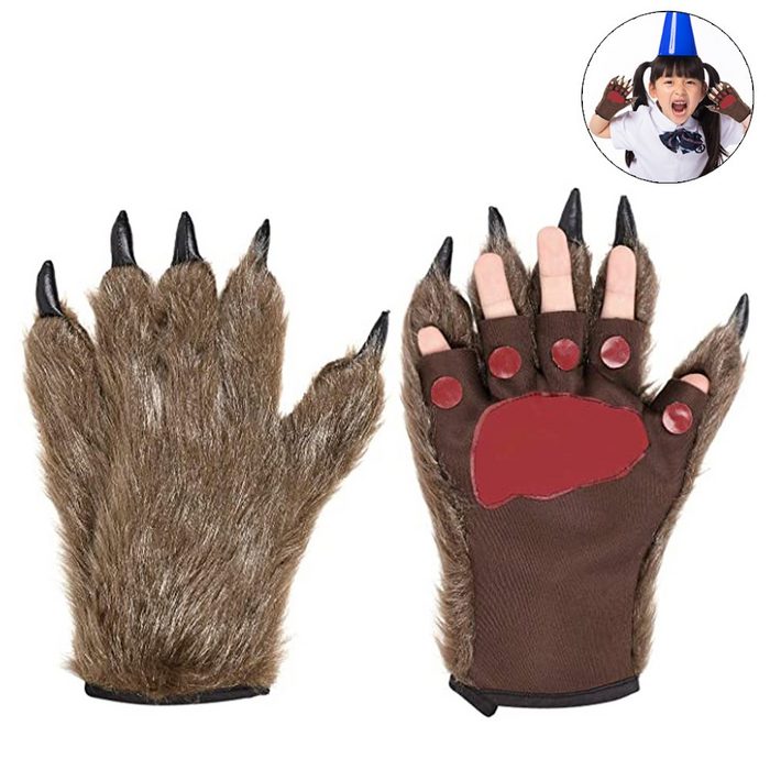 Mmgoqqt Baumwollhandschuhe Halloween Handschuhe EIN Paar Wolf Pfote Cosplay Kostüm Dekoration