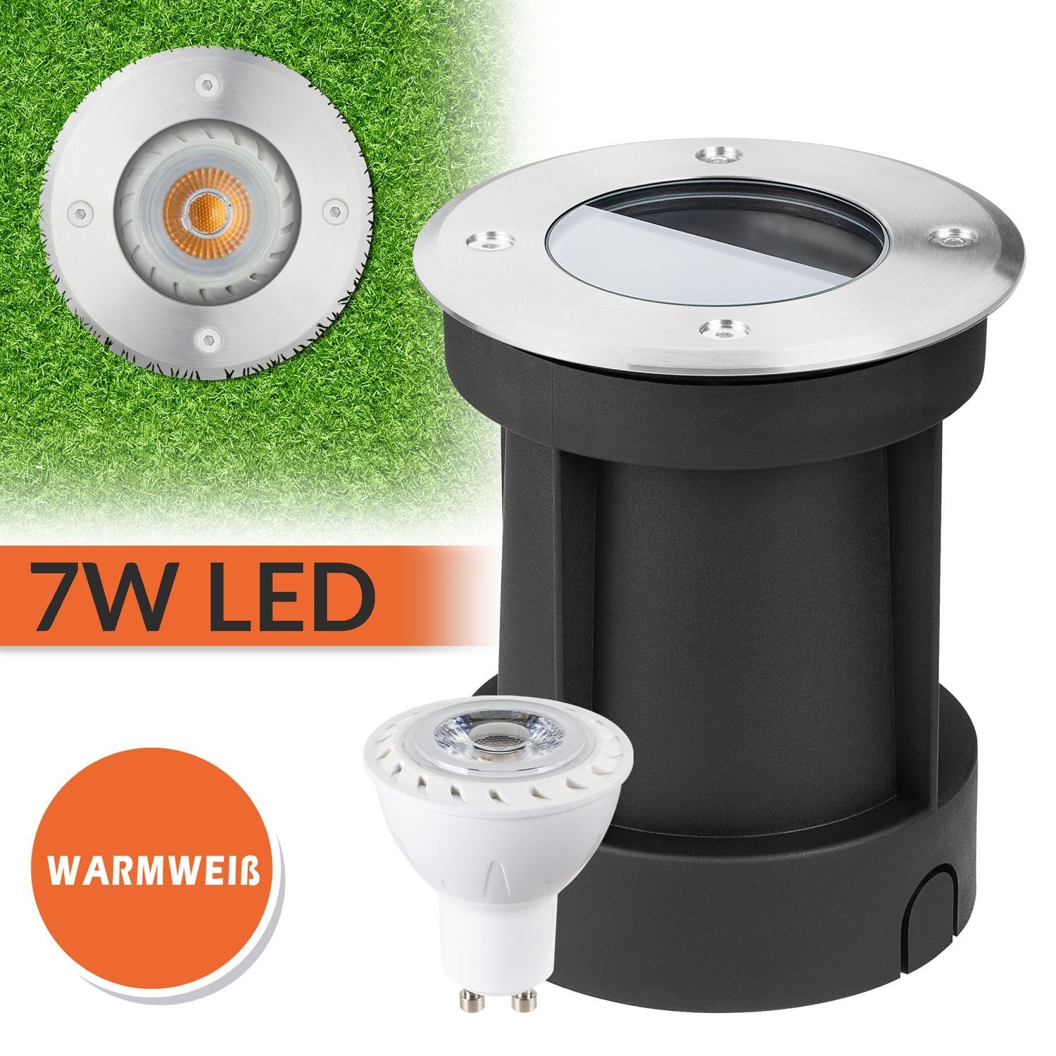 LEDANDO LED Einbaustrahler LED Bodeneinbaustrahler von LED Markenstrahler LEDANDO Set GU10 mit 