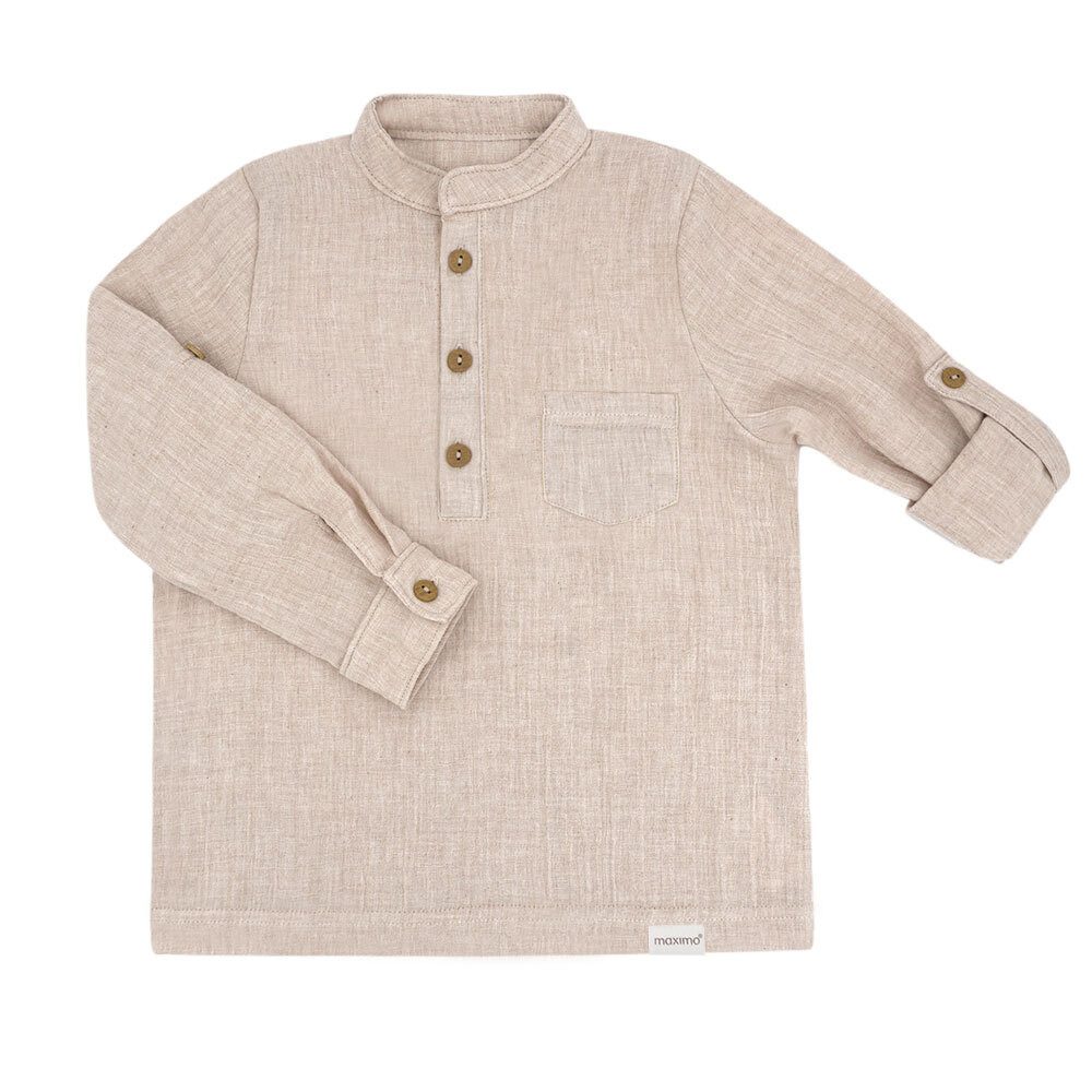 MAXIMO T-Shirt GOTS MINI BOY-Hemd, langer Arm Musselin (1-tlg)