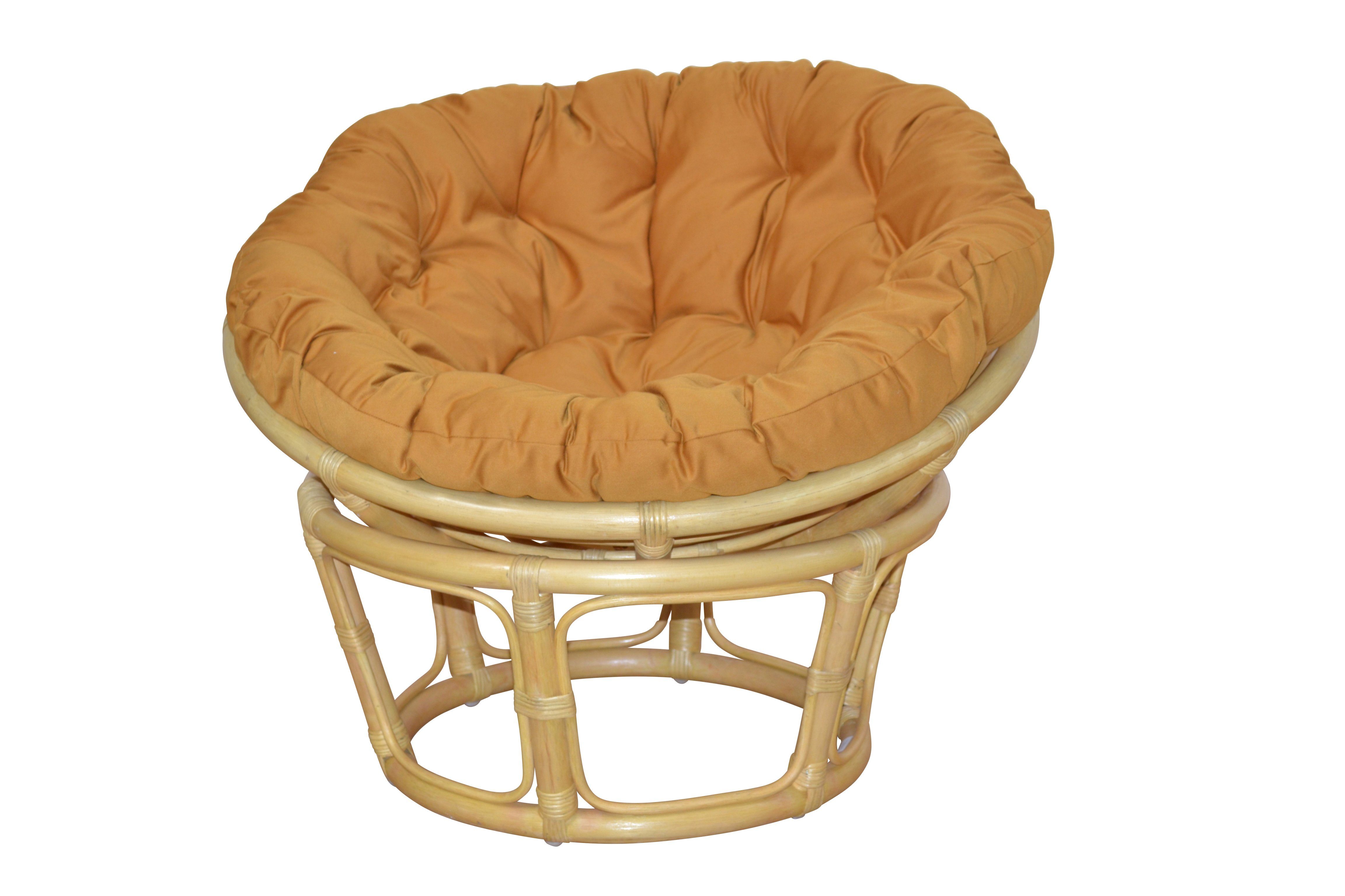 moebel-direkt-online Loungesessel Rattansessel / Papasansessel – handgeflochten, beige, Ø 100 cm (Sessel inklusive Kissenauflage)