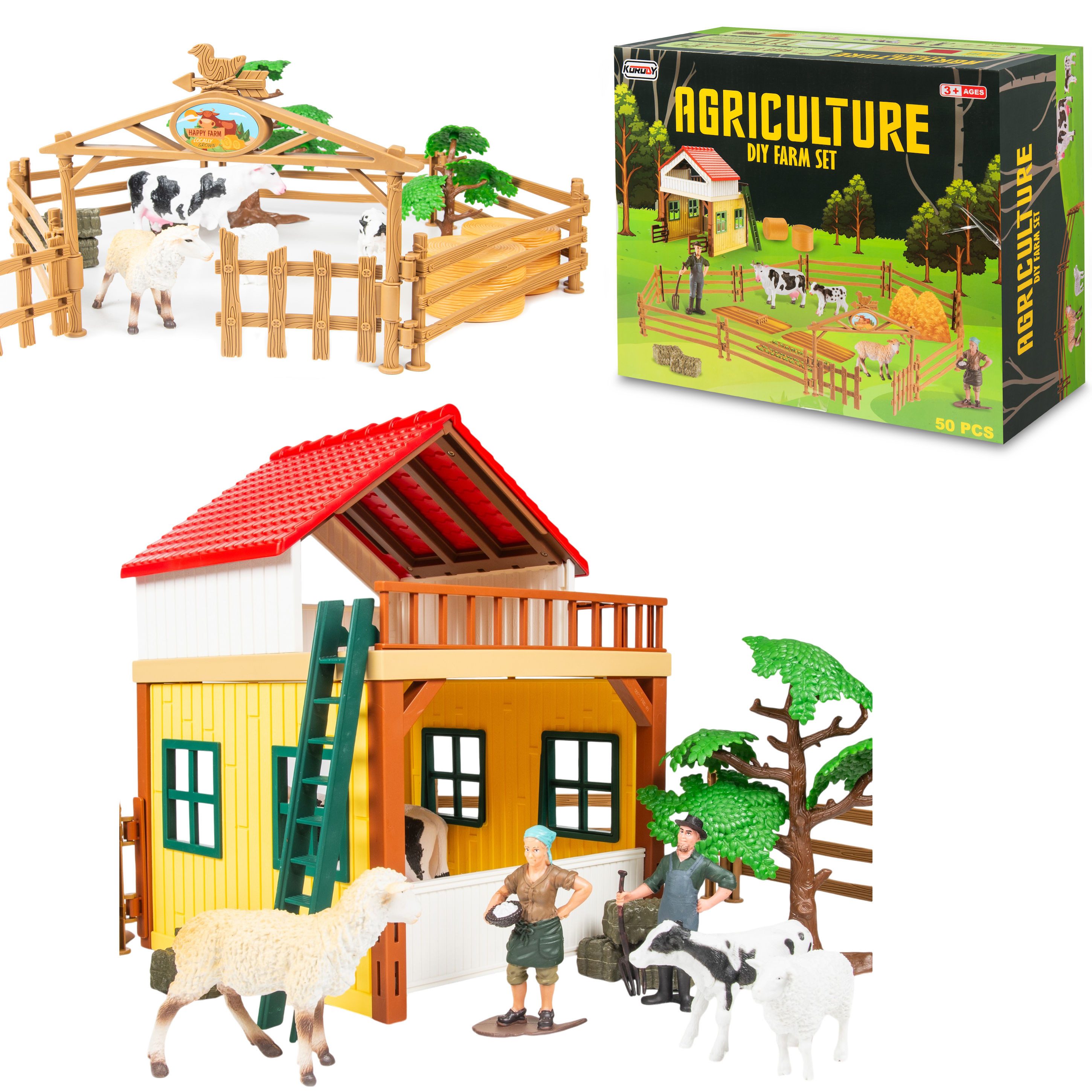 Spielwelt Figurenset, Tierbauernhof für Kinder, Bauernhof, Stabil
