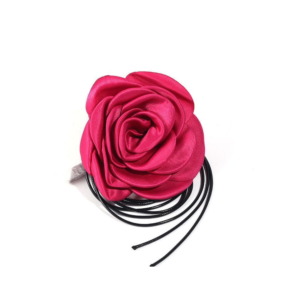 Haiaveng Choker Handgemachte Stoff Blume Krawatte Halskette für Frauen Rosa