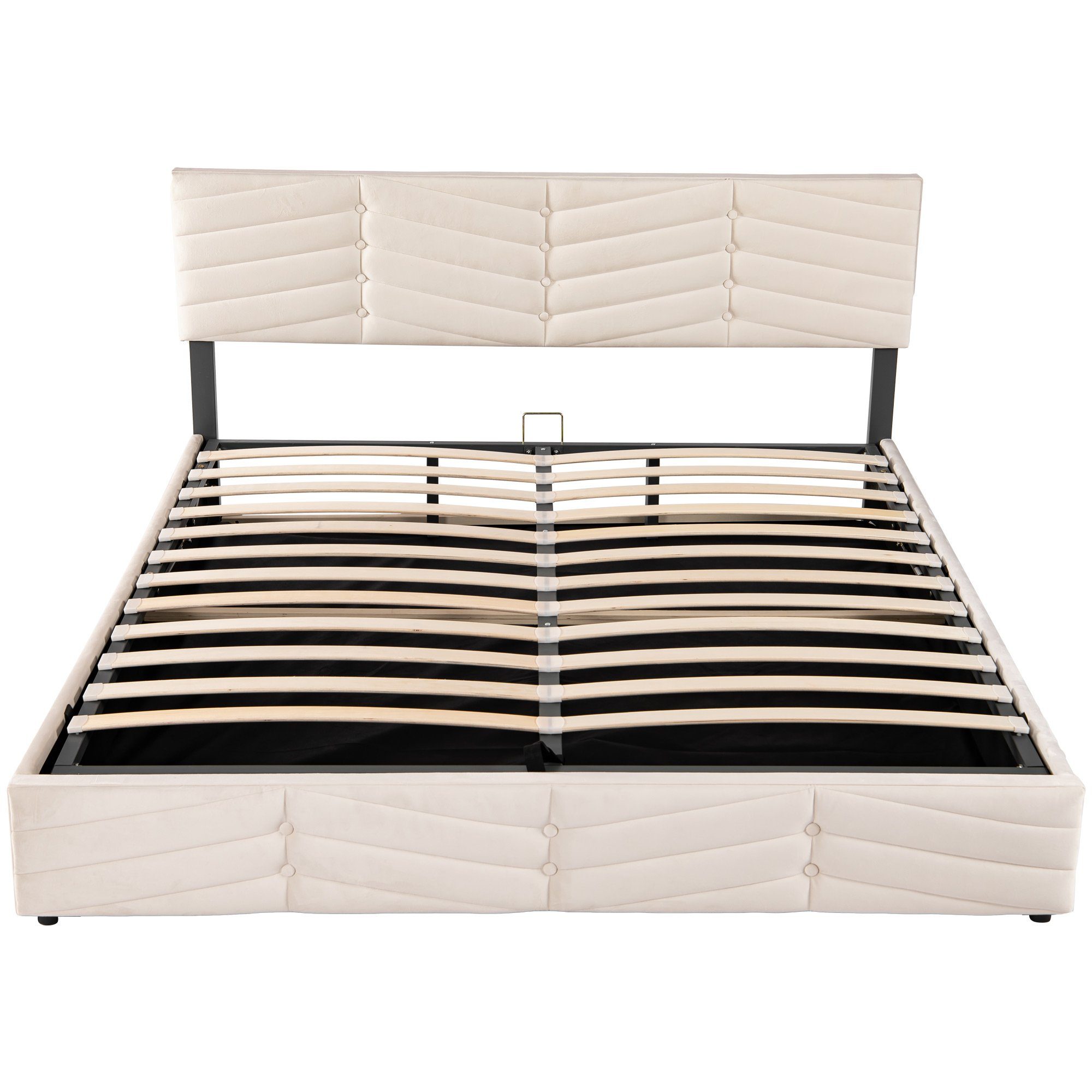 Boxspringbett (Polsterbett mit Lattenrost und Bettkasten, verstellbarem Kopfteil), Doppelbett Hydraulisches Bett 180x200 cm, Bezug aus Samt