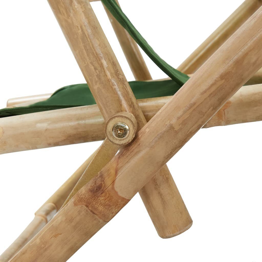 Bambus Relaxstuhl furnicato Stoff und Grün Gartenstuhl Verstellbarer