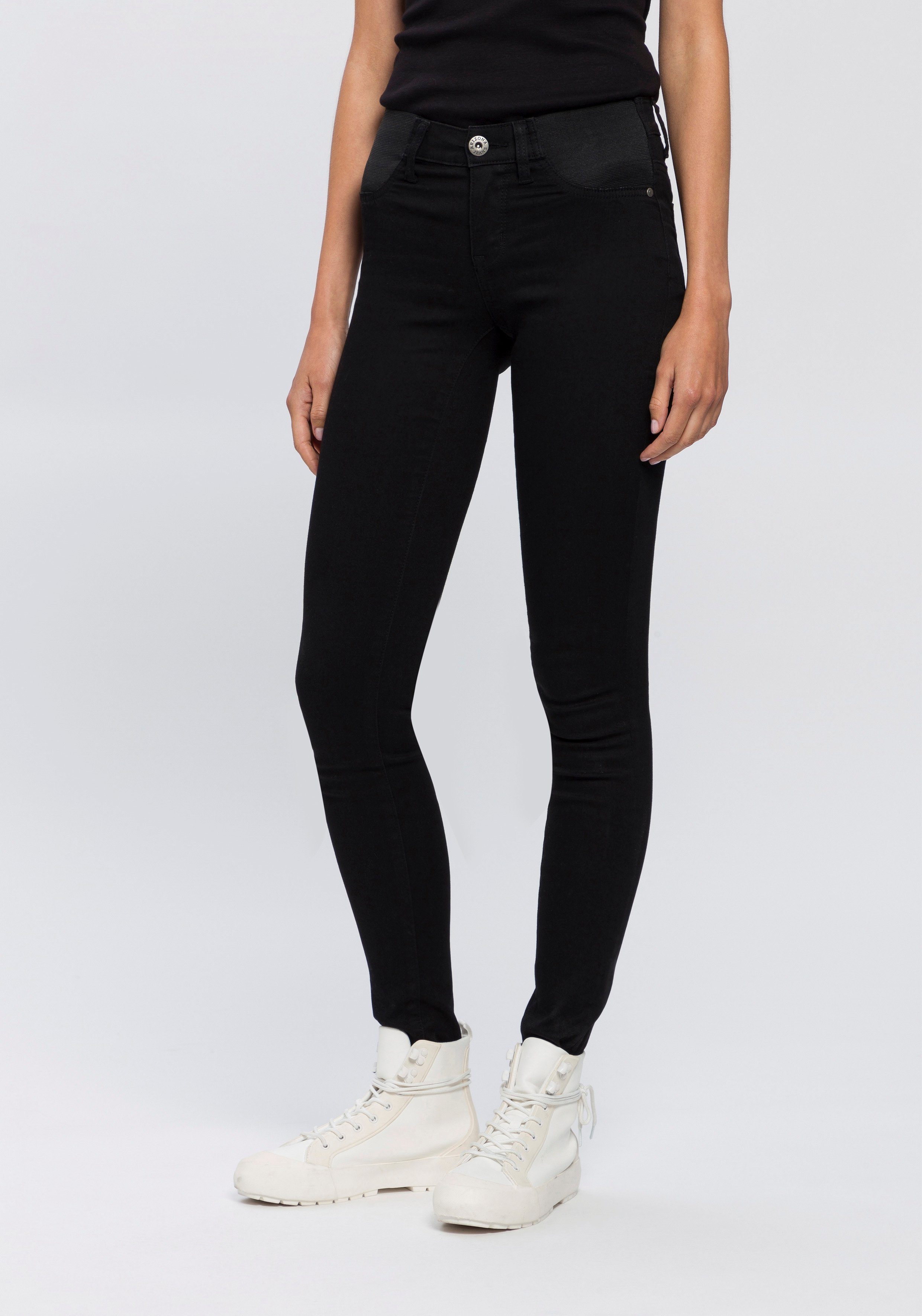 Arizona Skinny-fit-Jeans Ultra Stretch Low Waist mit seitlichen Stretch-Einsätzen am Bund black