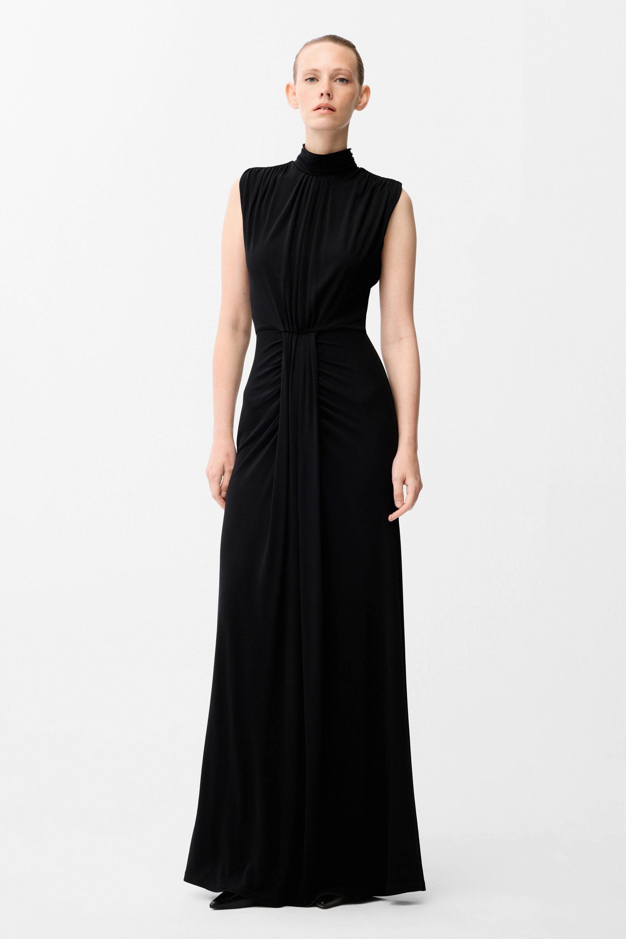 adL Cocktailkleid Langes, ärmelloses Kleid mit Raffung