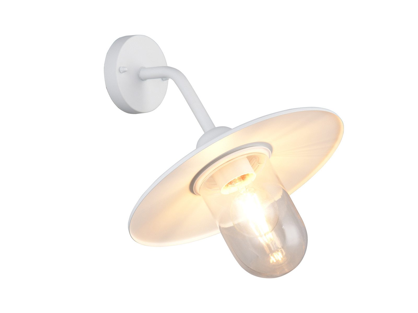 TRIO Leuchten LED Außen-Wandleuchte Metall Weiß & Glasschirm, Höhe 32cm, LED wechselbar, Warmweiß, Wand Außenleuchte, Fassadenbeleuchtung Landhausstil inkl. E27 LED