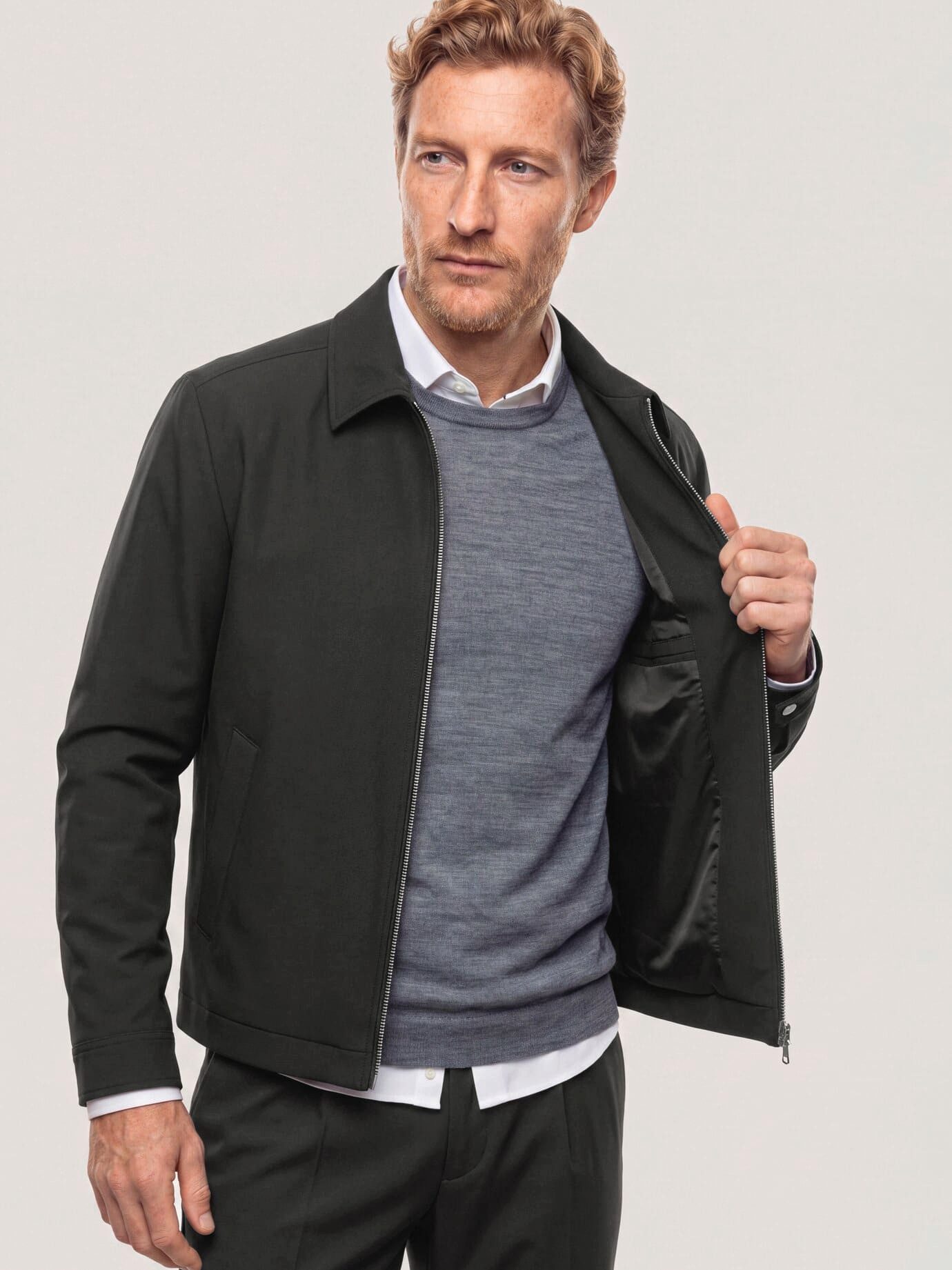 Walbusch Blouson Herren Anzug-Blouson mit Kragen Regular fit Umlegekragen, modern