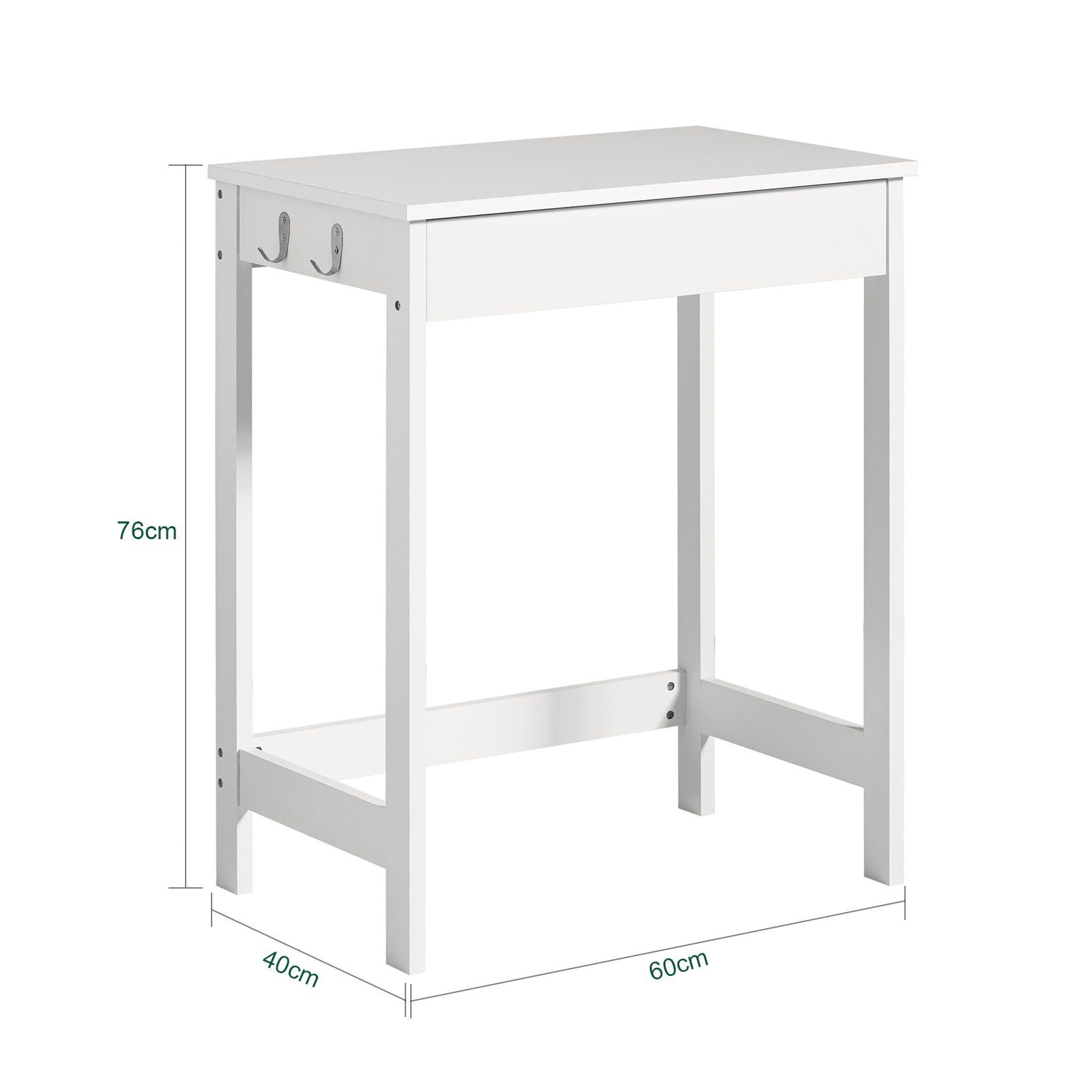 SoBuy Schreibtisch FWT43, Computertisch 2 Arbeitstisch Haken mit weiß einer und Schublade