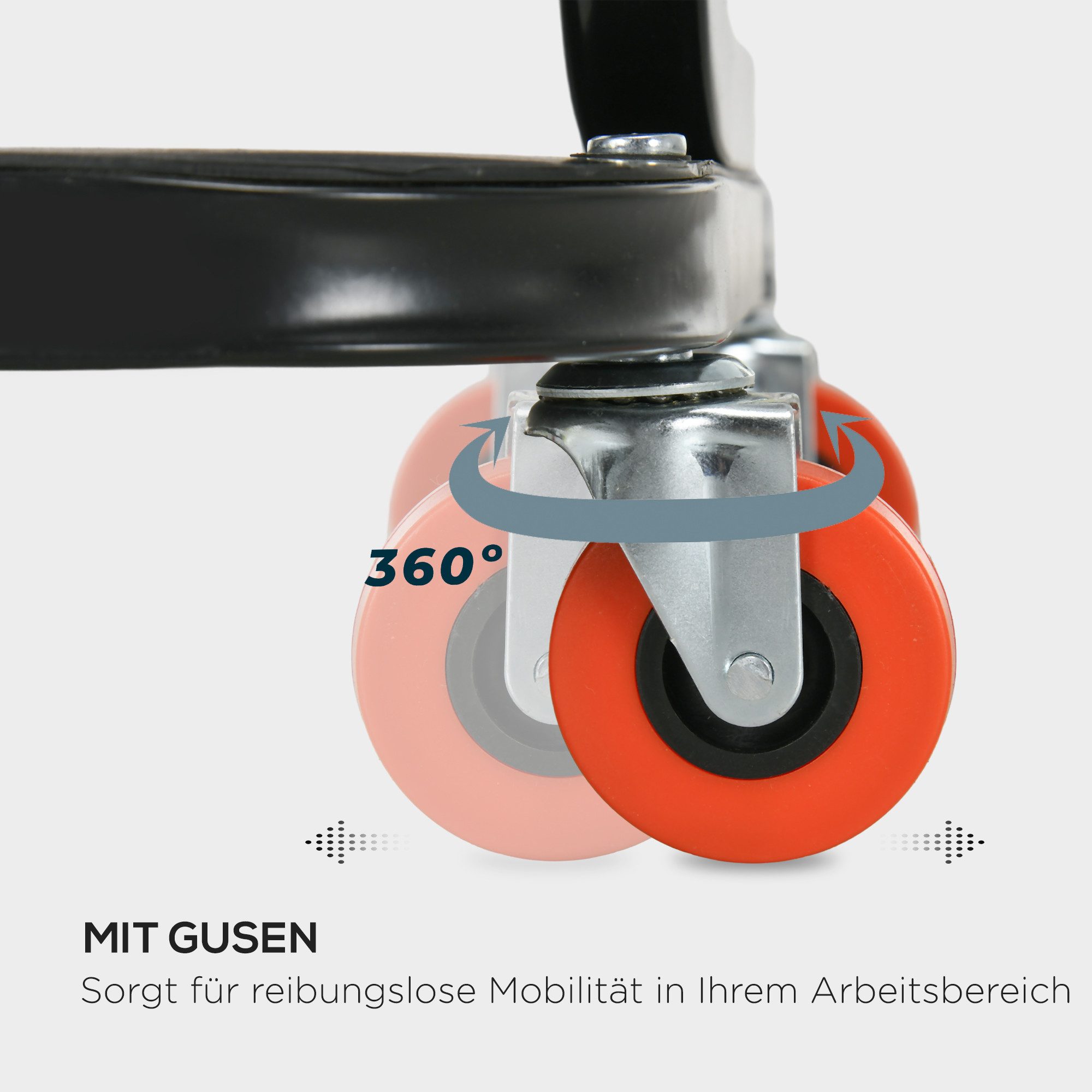 MC Star Montageanker Werkstatthocker Arbeitshocker mit gepolstertem Sitzkissen und Ablage, (Montagehocker für Garage und Werkstatt, stabiler Stahl, rot)