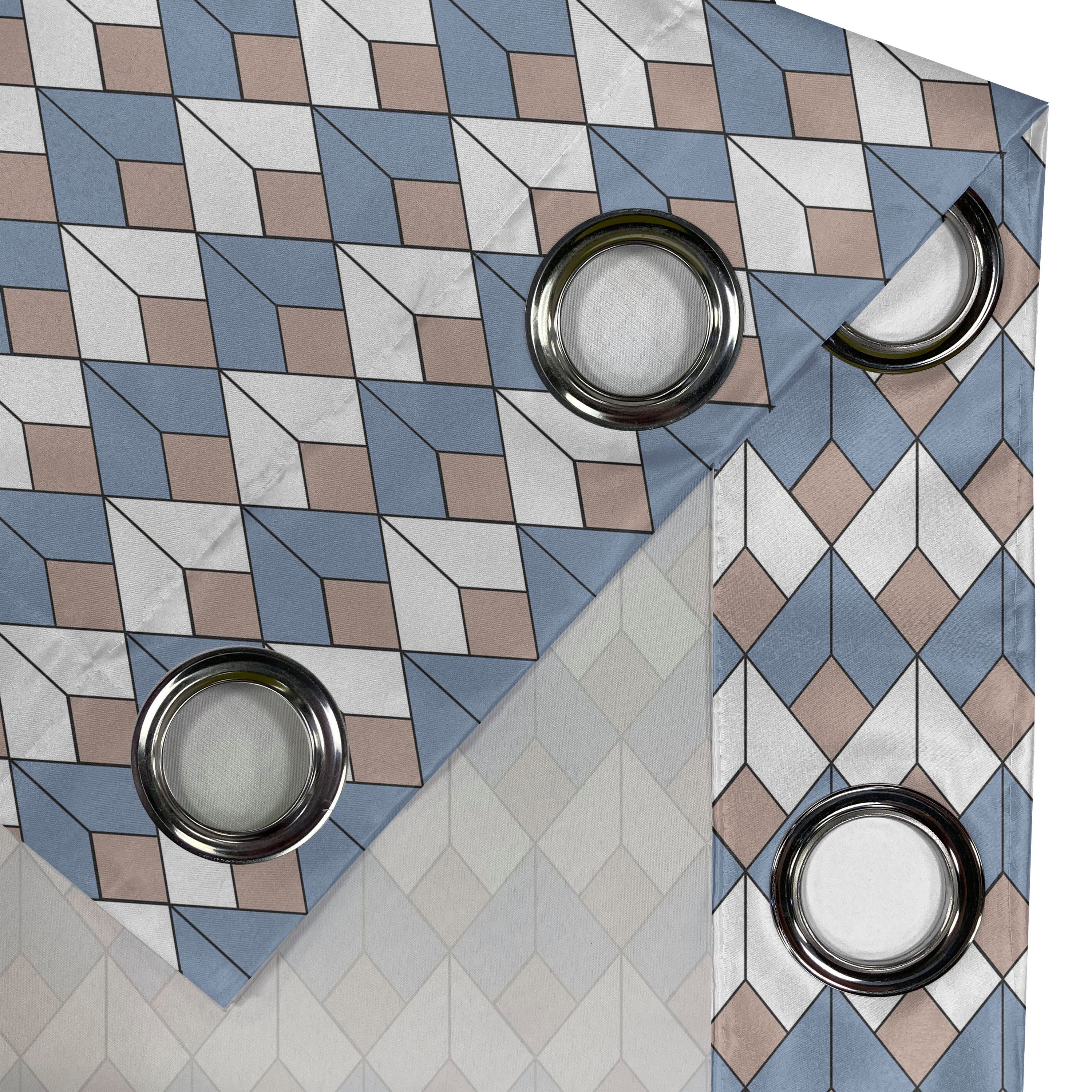 Abakuhaus, Gardine Geometrisch Schlafzimmer Verschachtelte für Dekorative 2-Panel-Fenstervorhänge Wohnzimmer, Diamant-Linie