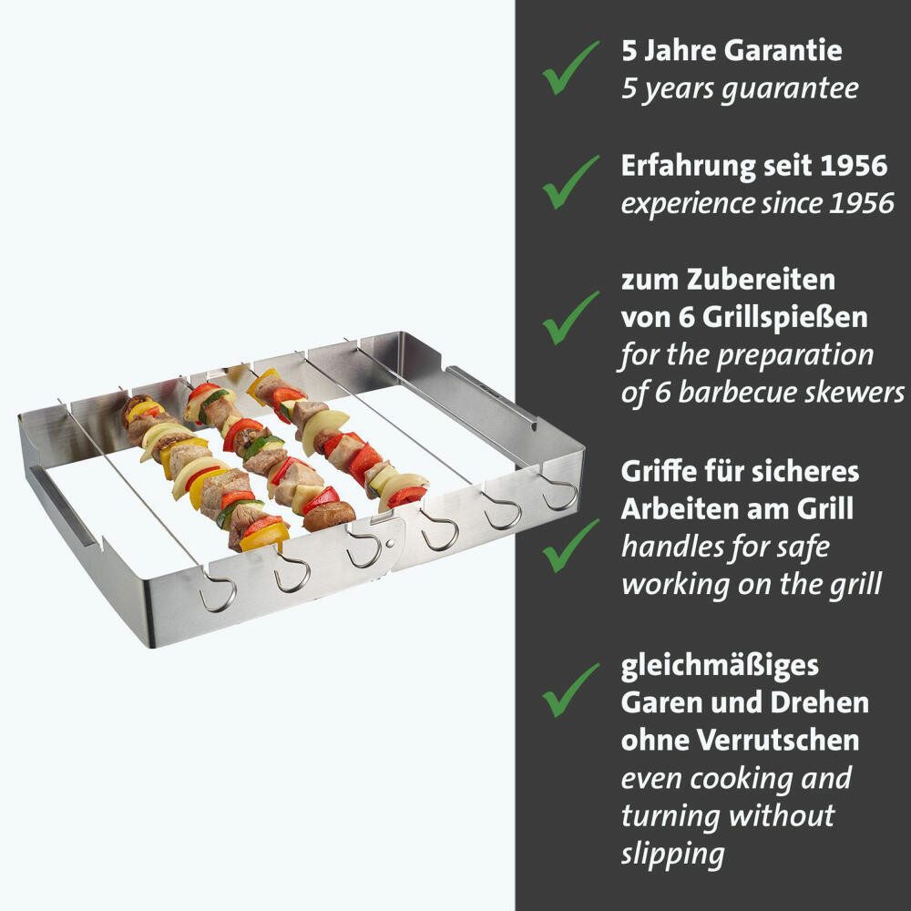 WESTMARK Grillspieß /Grillspießhalter Set 7-tlg. – für die Zubereitung von Schaschlik