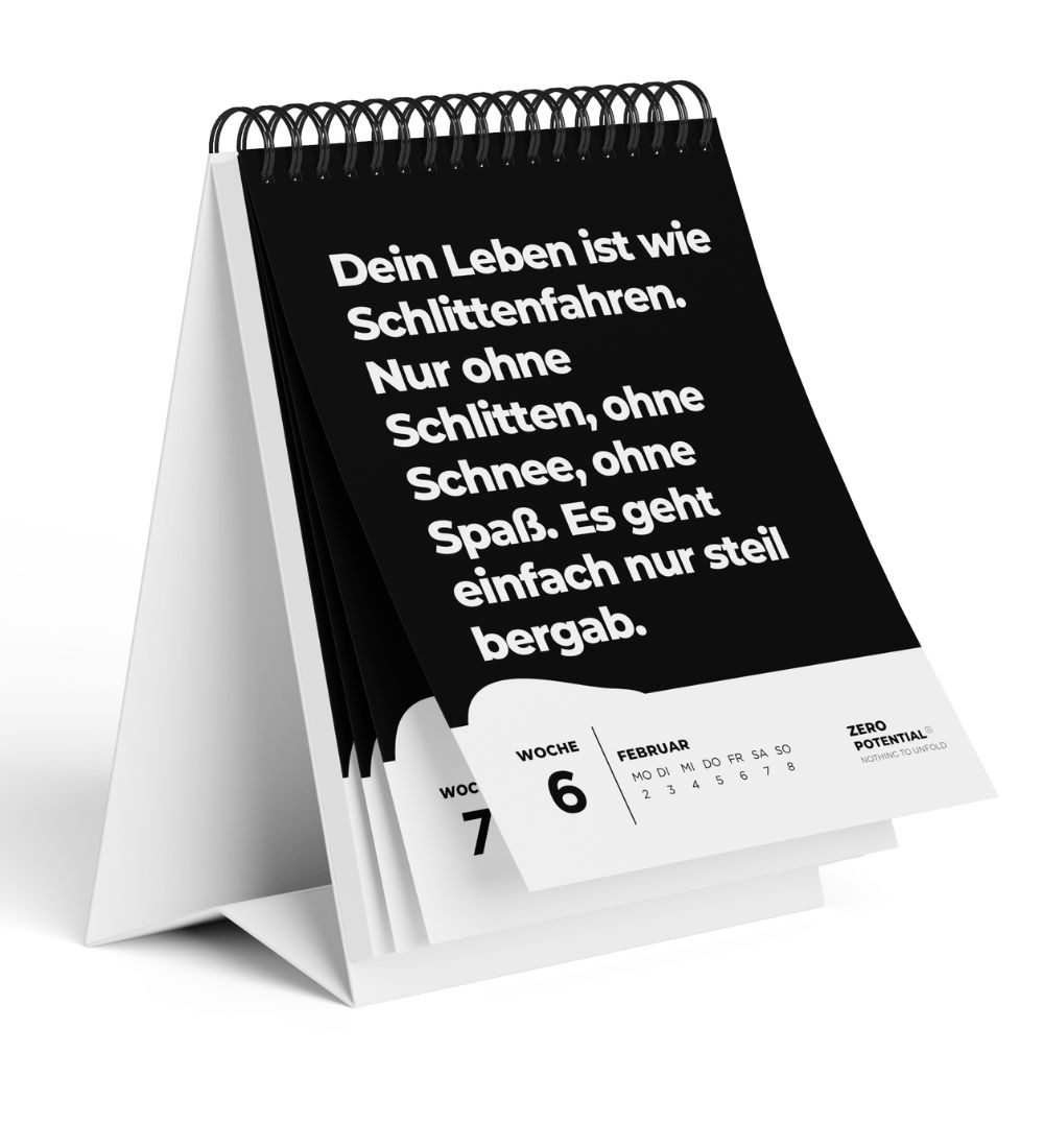 ZERO POTENTIAL Tischkalender Demotivierender Kalender 2026 sarkastische Sprüche Büro Deko Geschenk