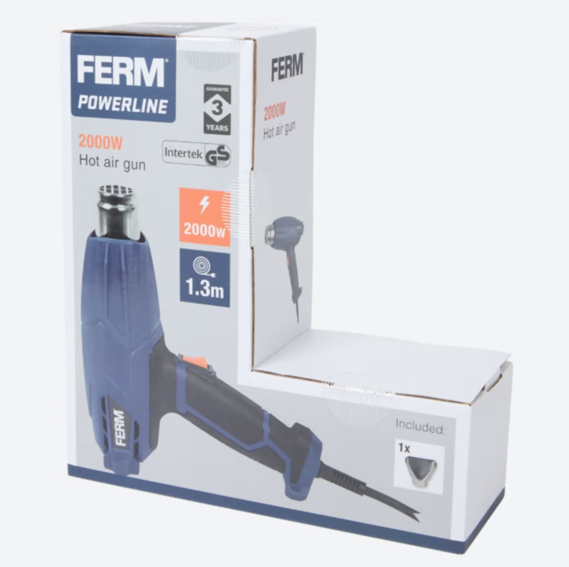 Ferm Heißluftgebläse Heissluftpistole 2000 W inkl. Aufsätze, 2000 in W, bis max. 600 °C