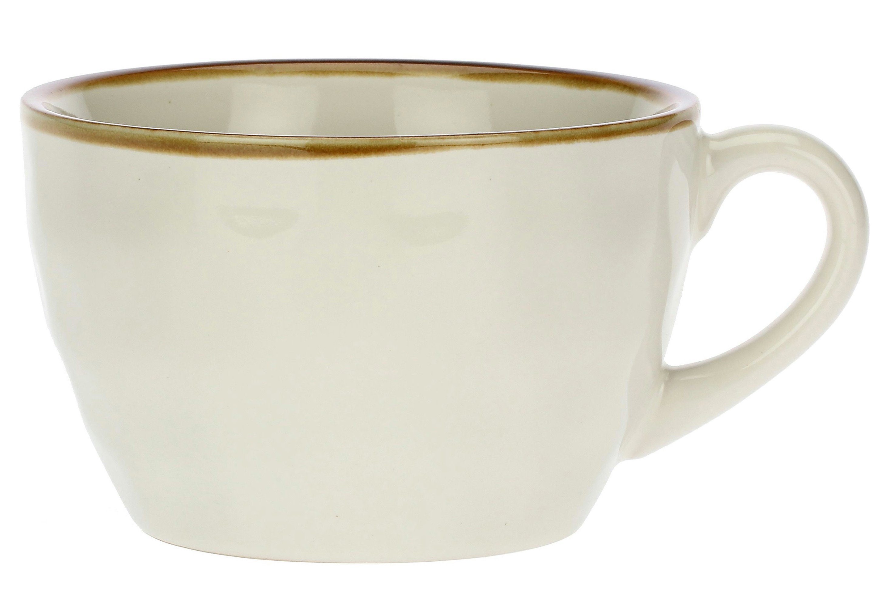 Rose & Tulpani Tasse Frühstückstasse große Tasse 420 ml Concerto Avorio ivory, 1-tlg., Steingut, 420 ml