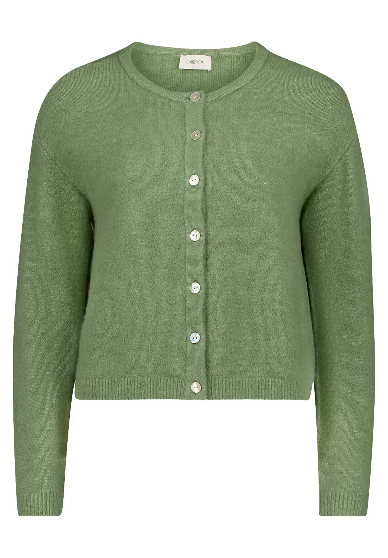 Cartoon Strickjacke Damen mit Rundhalsausschnitt (1-tlg)