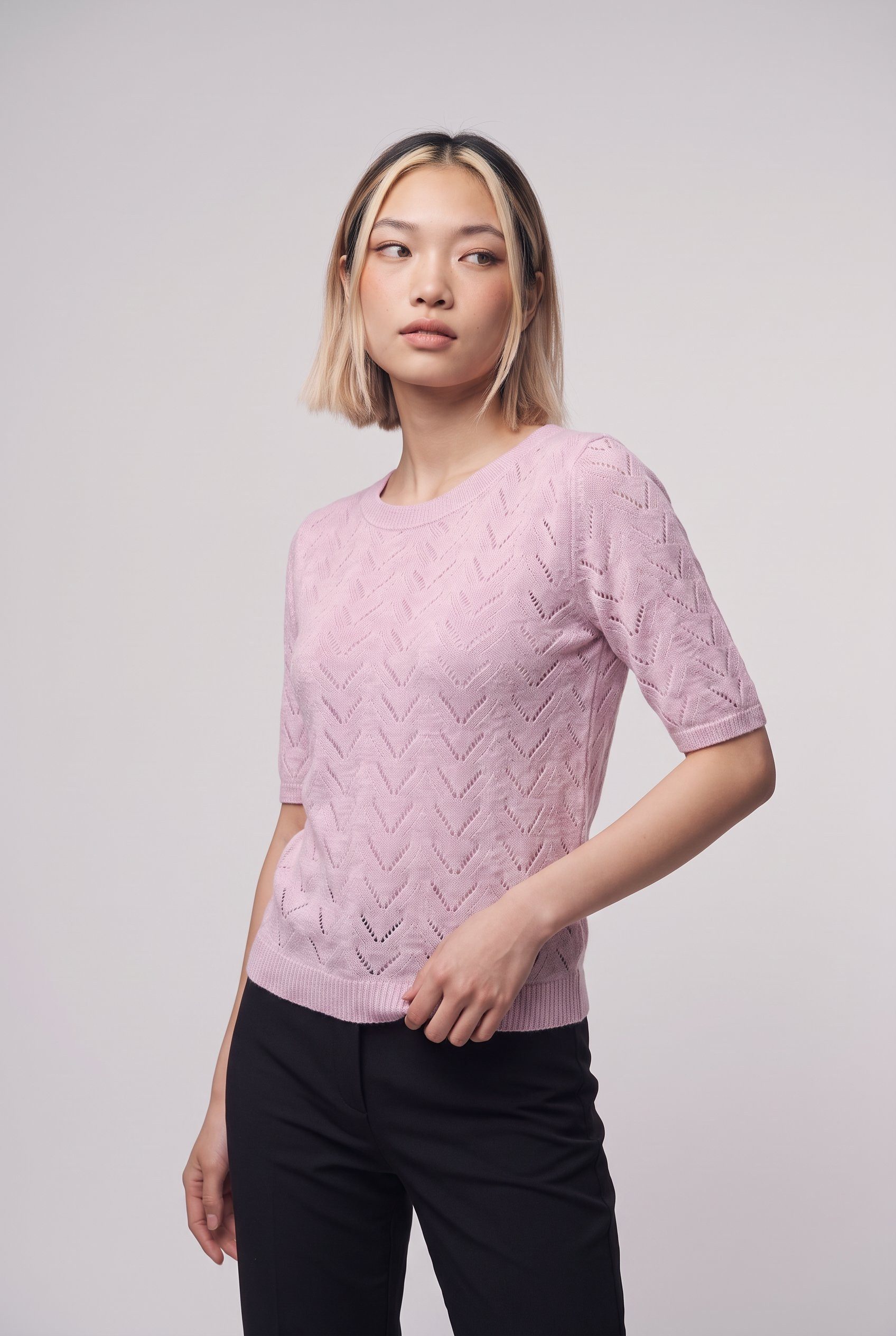 ONLY Kurzarmpullover ONLSUNNY SS O-NECK KNT Kunstfaser, regular fit, Rundhals