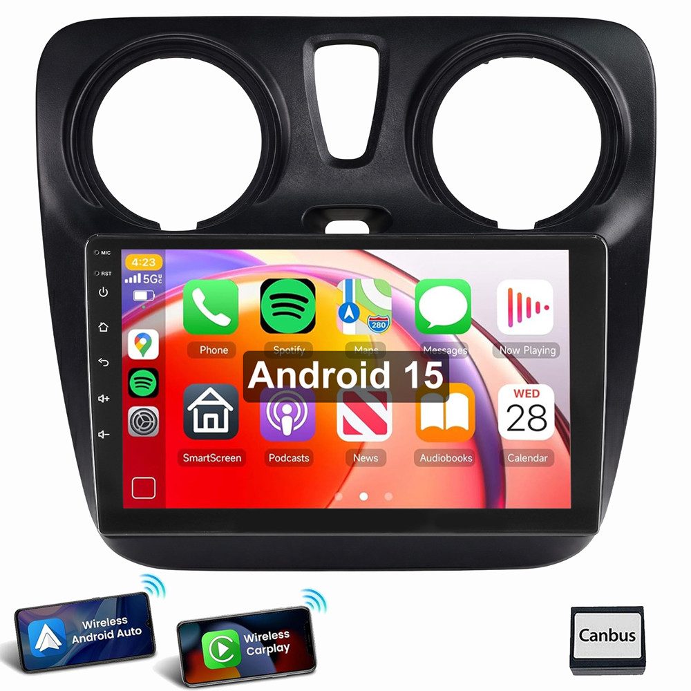 ESSGOO Für Dacia Lodgy Dokker 12-21 Carplay Android 15 FM AM NAVI Autoradio (RDS, Digitalradio (DAB), FM, AM, Apple Carplay Android Auto WIFI BT)