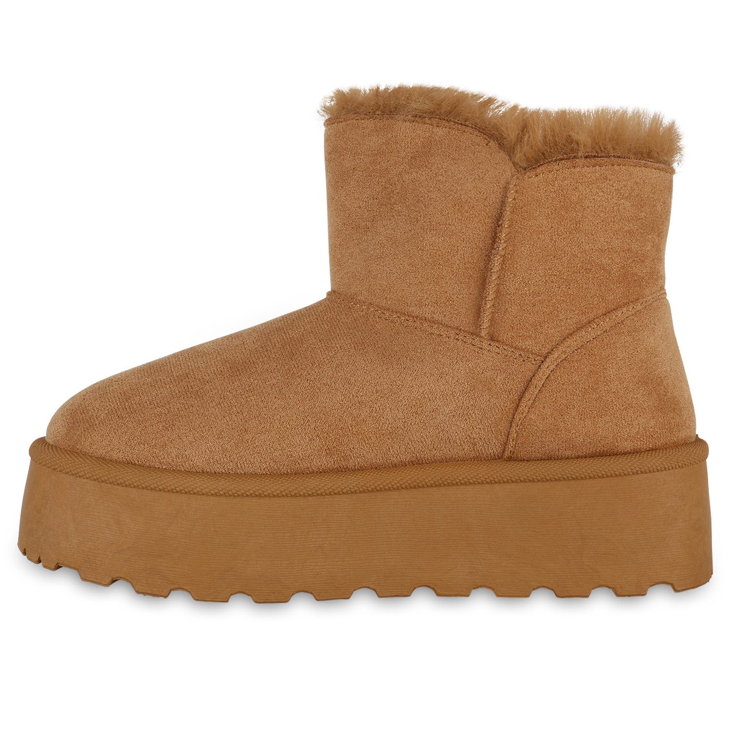 VAN HILL 840870 Winterstiefelette Damen Warm Gefütterte Winter Boots Bequeme Zipper Plateau