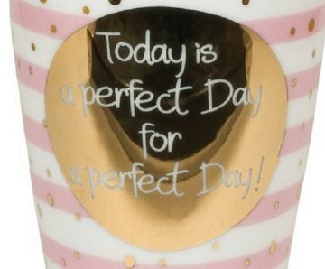 MEA LIVING Tasse MEA LIVING Henkel Becher 450 ml TODAY IS A PERFECT DAY Kaffee Tasse gold Spruch