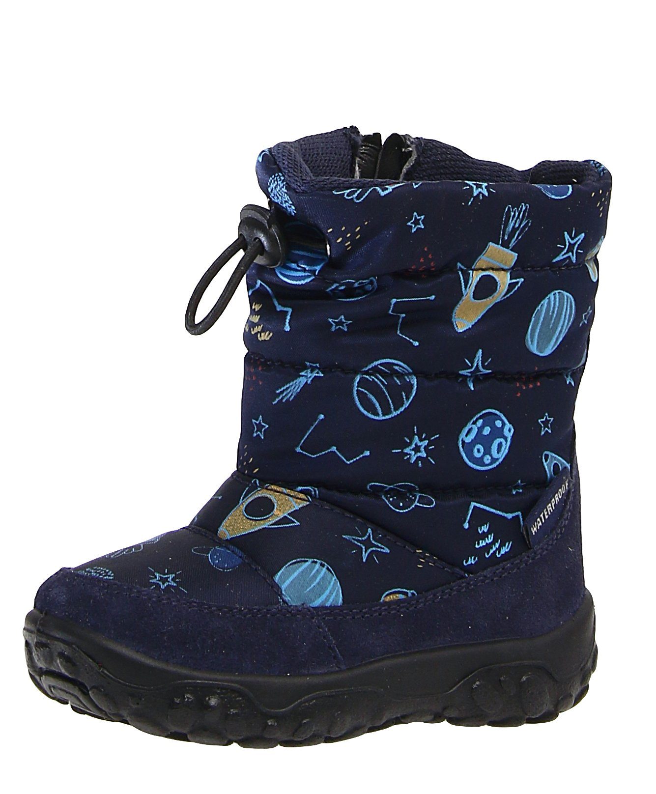 Naturino Naturino Stiefel Falcotto Poznurr Wollfutter Wasserdicht Blau Print Schnürstiefelette