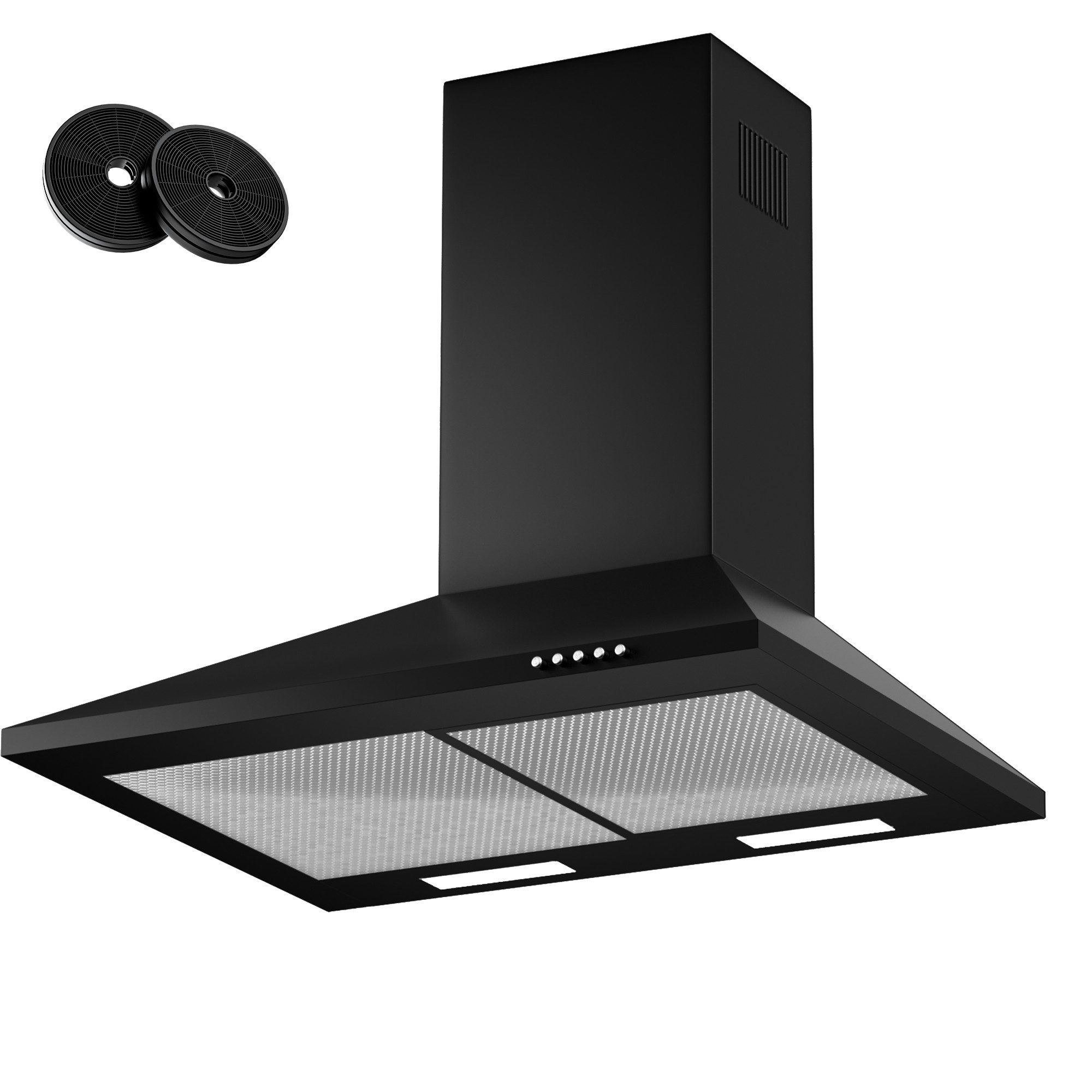 Levivo Wandhaube A+++ Dunstabzugshaube 60cm und 90cm Umluft & Abluft mit 410 m³/h Aktivkohlefiltern, Fettfiltern, LED-Beleuchtung