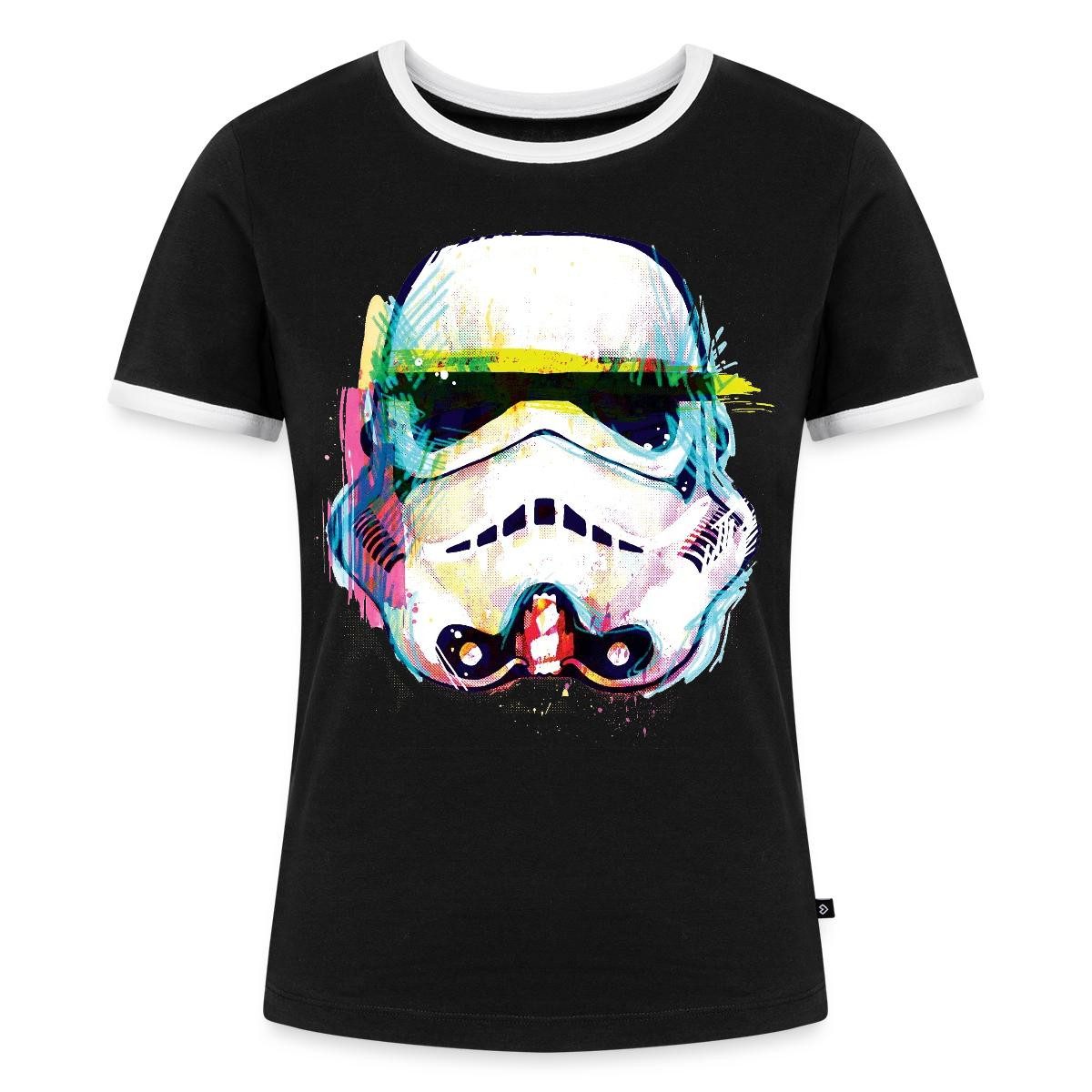 Spreadshirt T-Shirt Star Wars Stormtrooper Portrait Artsy-Look Frauen Kontrast T-Shirt (1-tlg)