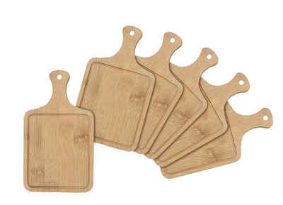 Spetebo Servierplatte Bambus Servierbrett Mini 6er Set - eckig, Bambus Holz, (Set, 6-tlg., 6 x Servierplatte), Kleines Holz Servier Tablett für Snacks und Tapas