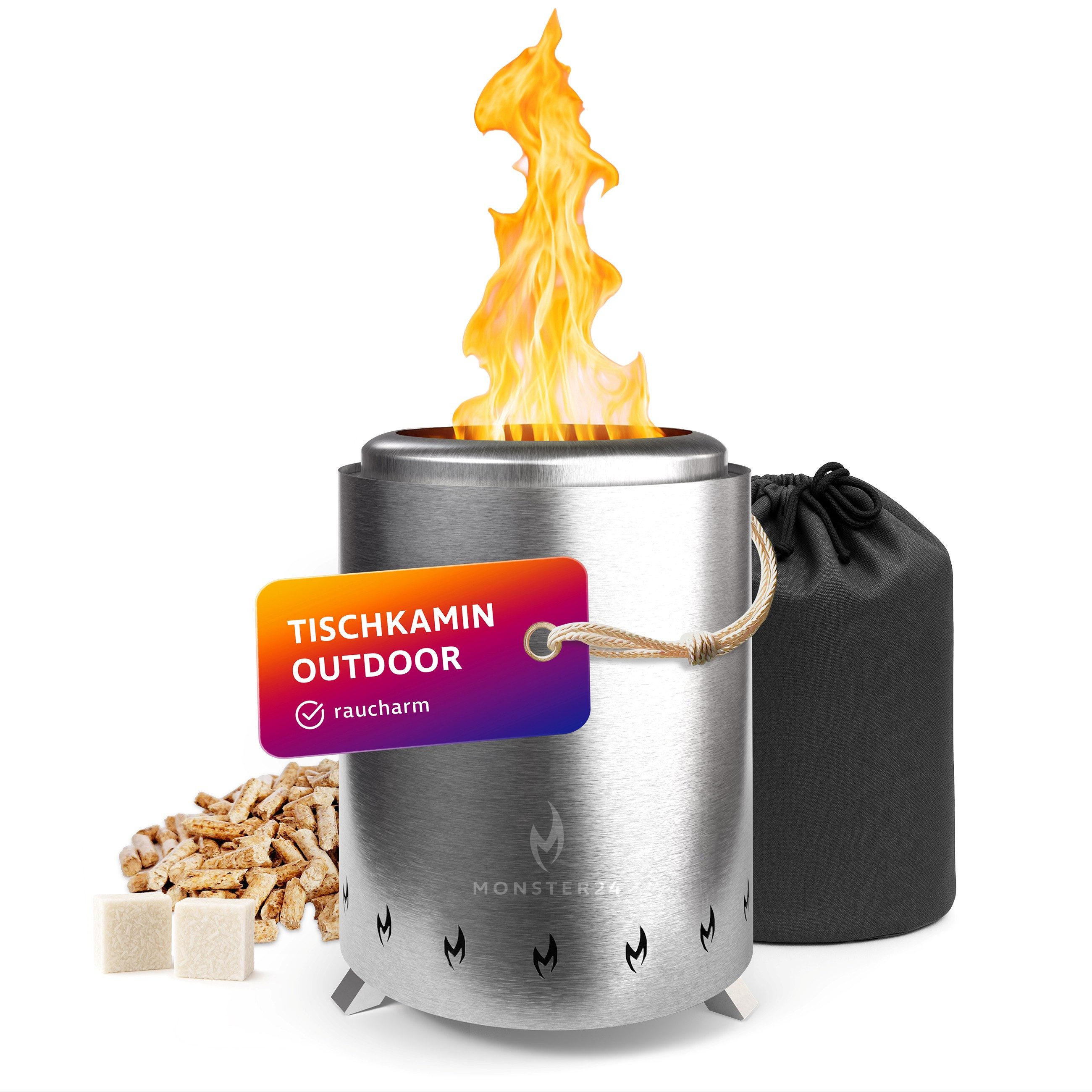Monster24 Feuerschale Monster24 Mikroofen aus Edelstahl, raucharmer Tischkamin