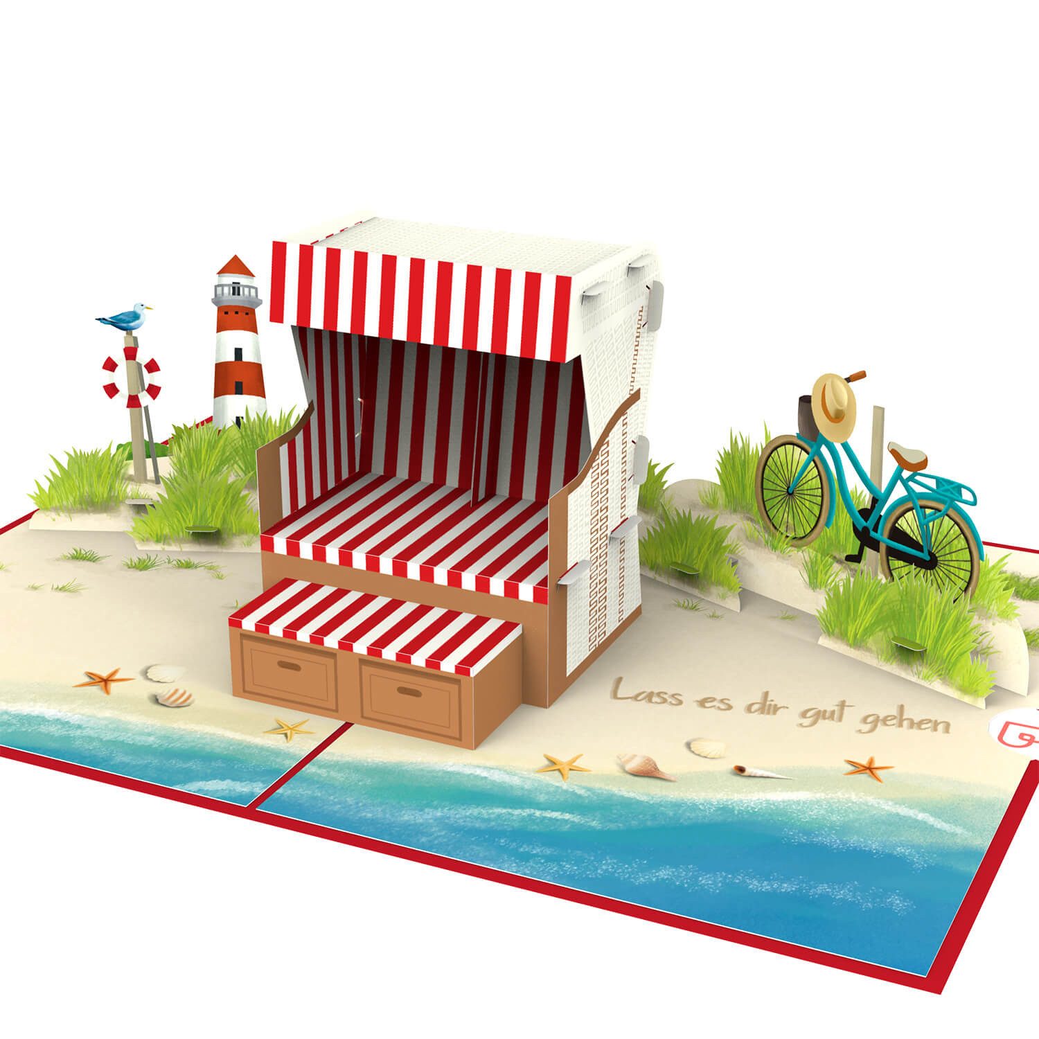 papercrush Abschiedskarte Alles Gute zum Ruhestand Strandkorb Pop-Up Karte, Handgemacht