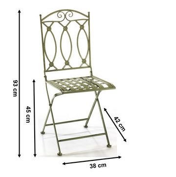 Kobolo 4-Fußstuhl Gartenstuhl Metallstuhl Metall - antique green (zusammenklappbar, 1 St)