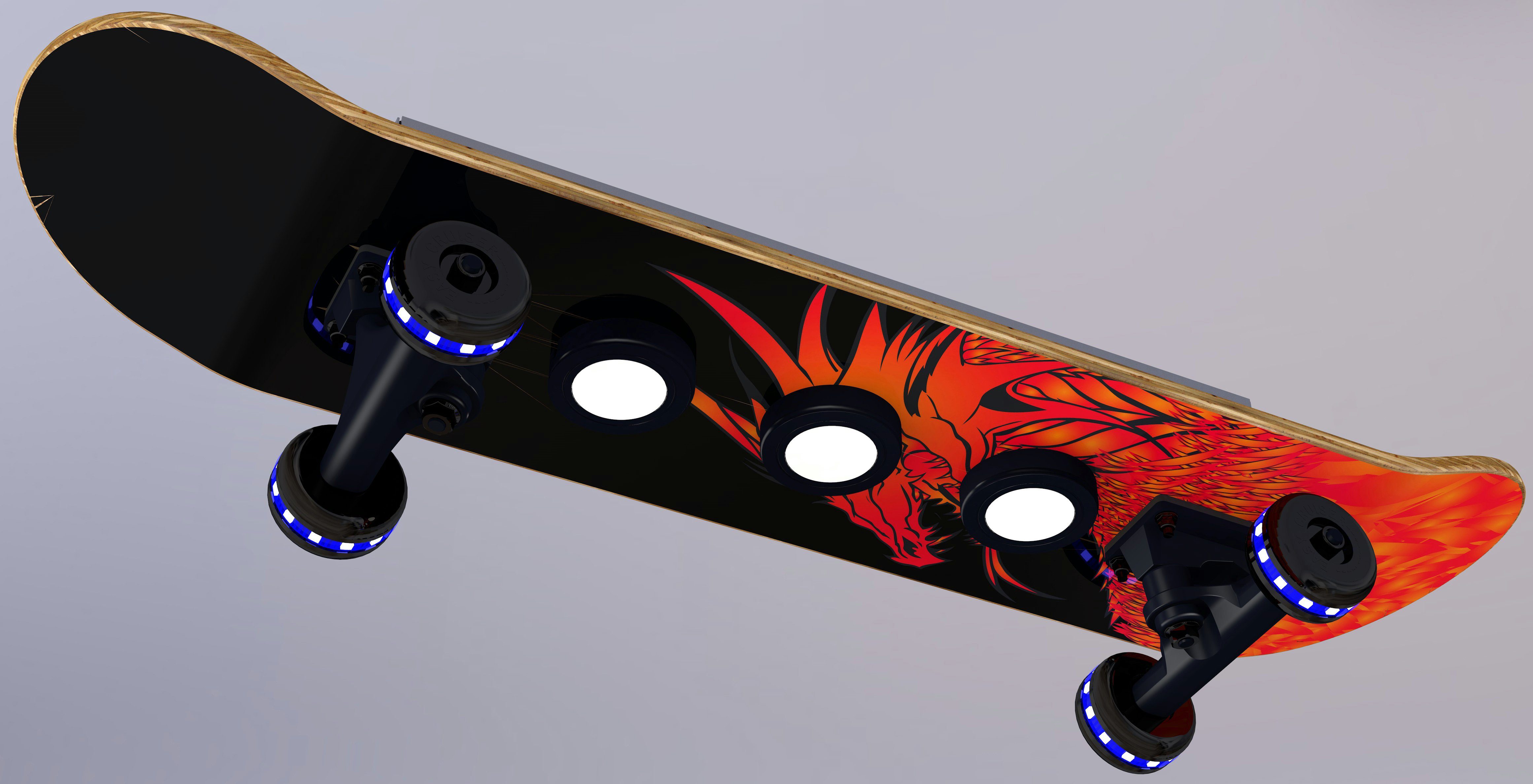 EVOTEC LED Farbwechsel, Skateboard-Design, Deckenleuchte integriert, Dimmfunktion, Rollen Warmweiß, LED Dragon, Wheels Cruiser, - Easy fest