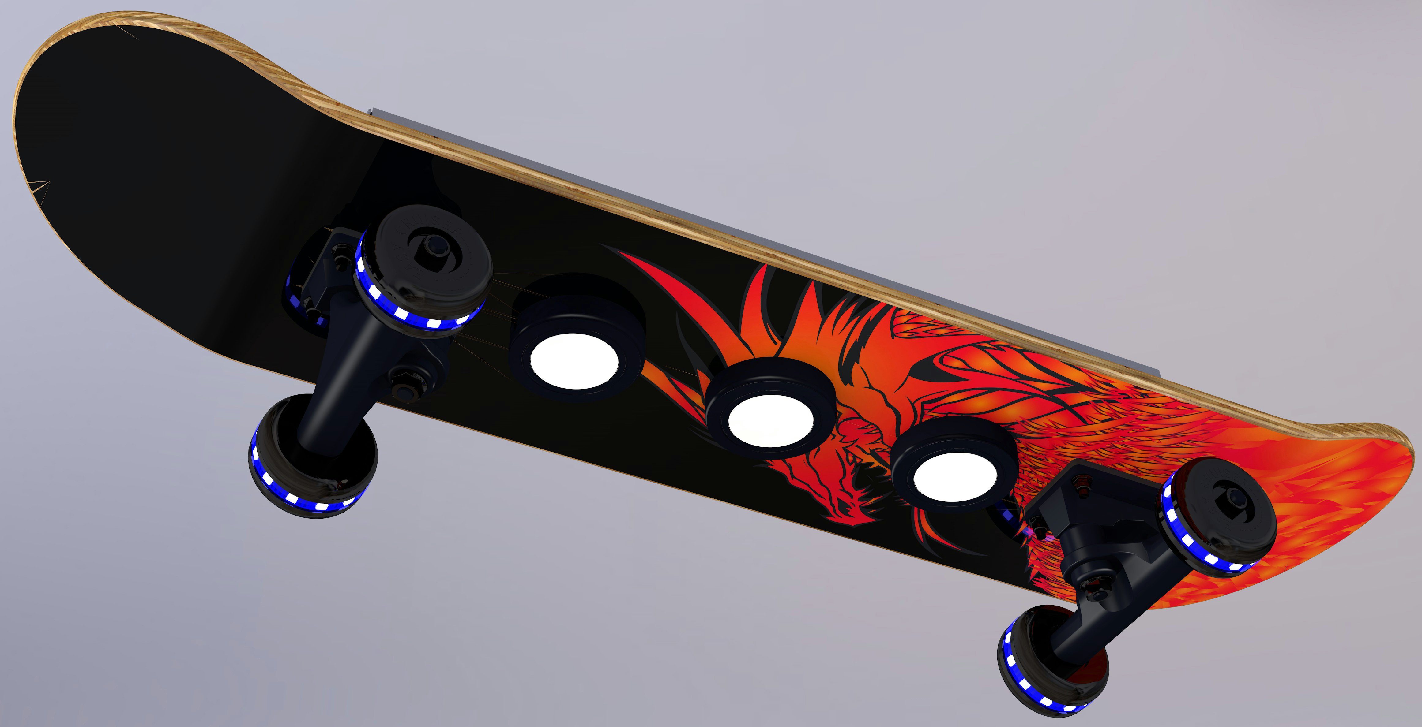 EVOTEC LED Deckenleuchte Dragon, Dimmfunktion, Farbwechsel, LED fest integriert, Warmweiß, Easy Cruiser, Skateboard-Design, Rollen - Wheels