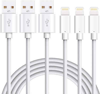 Elegear Smartphone-Kabel, Lightning auf USB, (100 cm), Lightning Kabel 1M 3 Stück, MFi Zertifiziert iPhone Ladekabel Kompatibel für iPhone 12/12 Pro/12 Mini/SE 2020, iPhone 11/11 Pro/X/XS/XS MAX/XR, iPhone 8/8P/7/7P/6/6S/5S SE, iPad