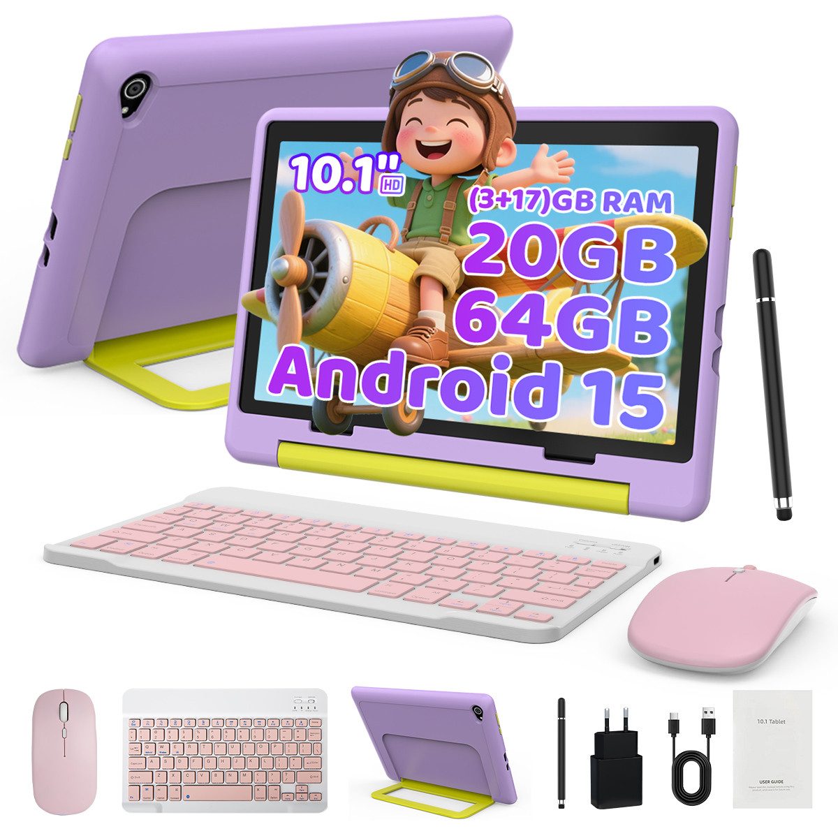 BUFO Kinder Lern-Tablet mit Elternkontrolle 10'' Android 16, 64GB Tablet (10", 64 GB, Android 15, Kids Bumper blau)