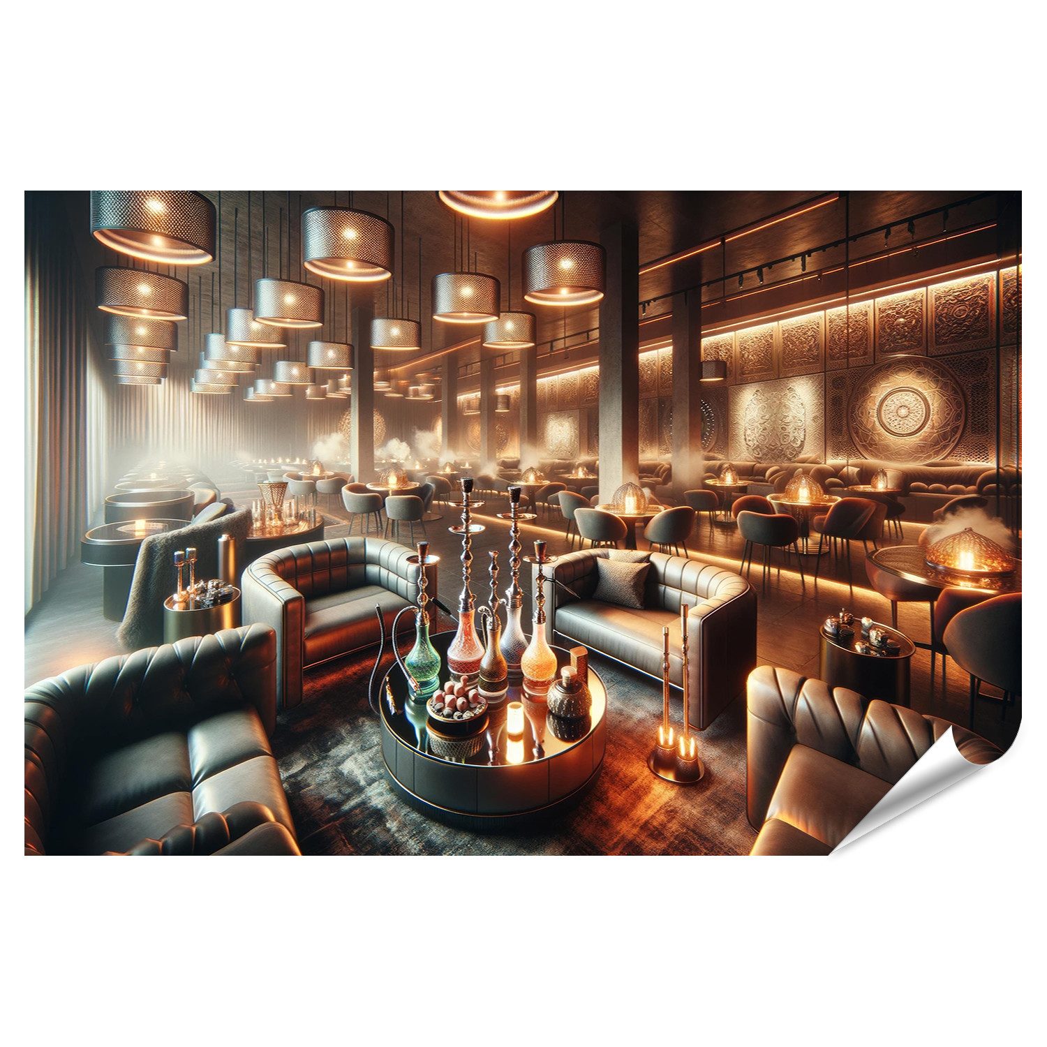 Poster Einladende Shisha Bar Lounge mit modernem und gemütlichem Ambiente