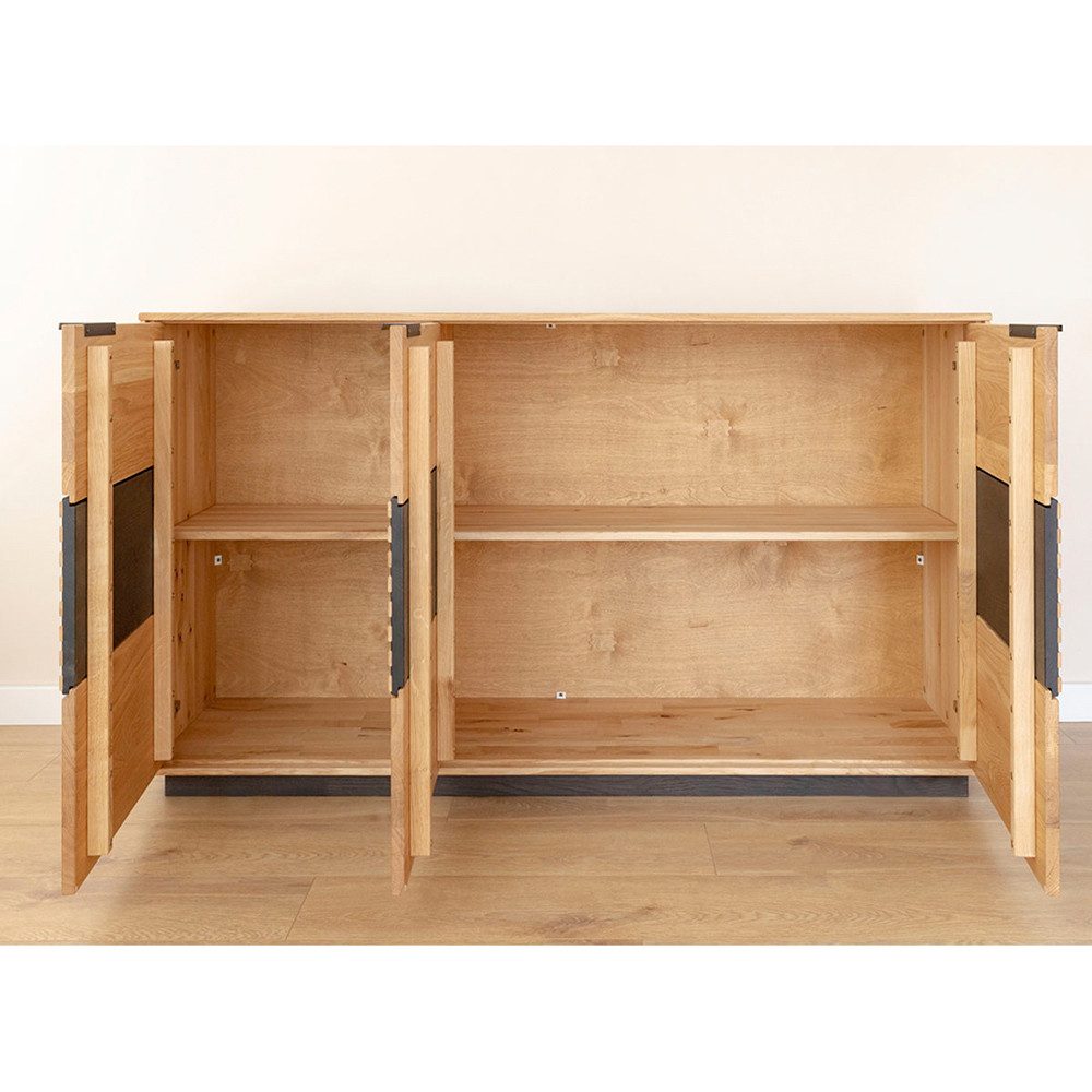 Lomadox Sideboard TIVAT-163, Eiche massiv geölt, 154 cm breit