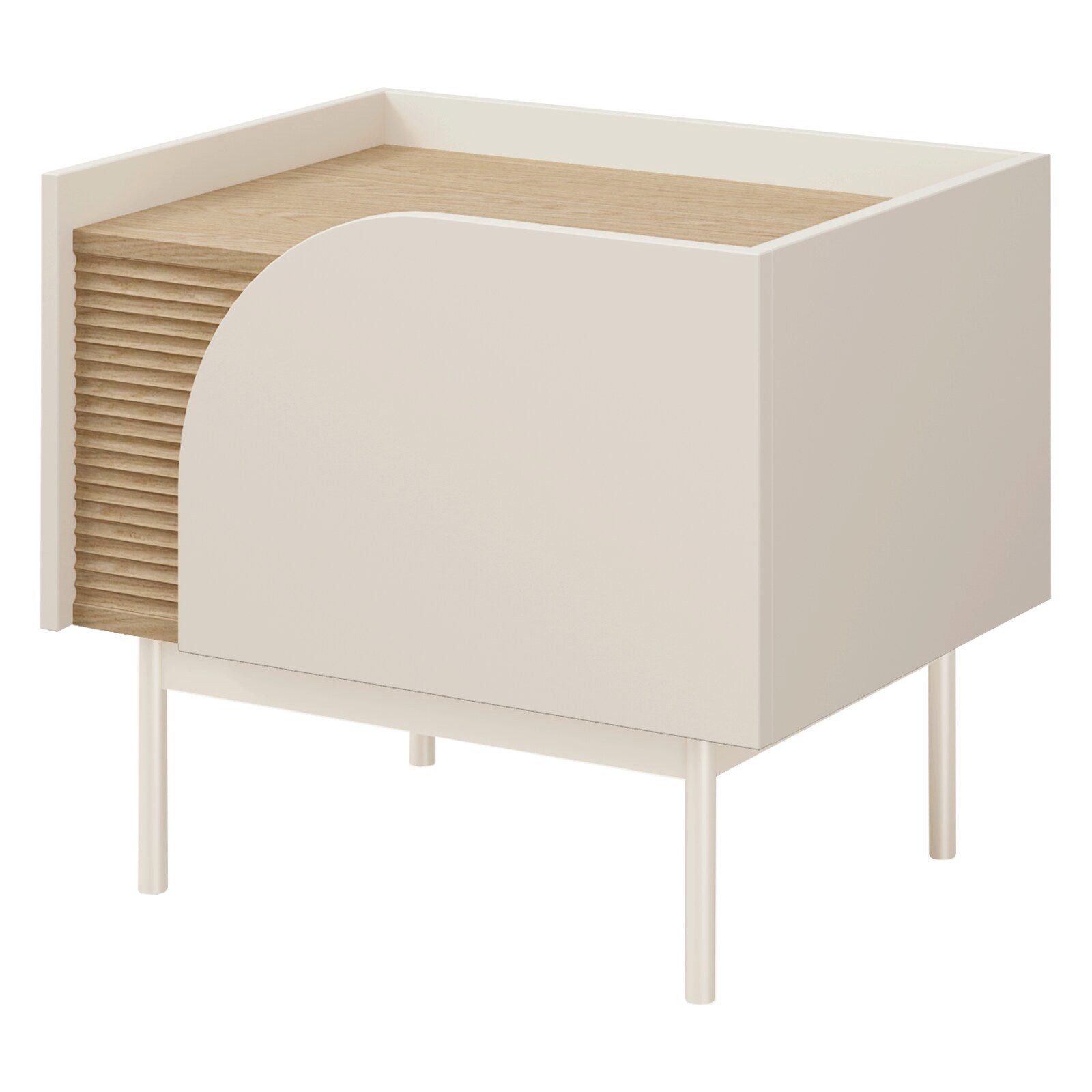 ROYAL24_MARKT Nachttisch Carmen Nachttisch 57 cm mit 1 Tür – Macadamia / Frühlingseiche