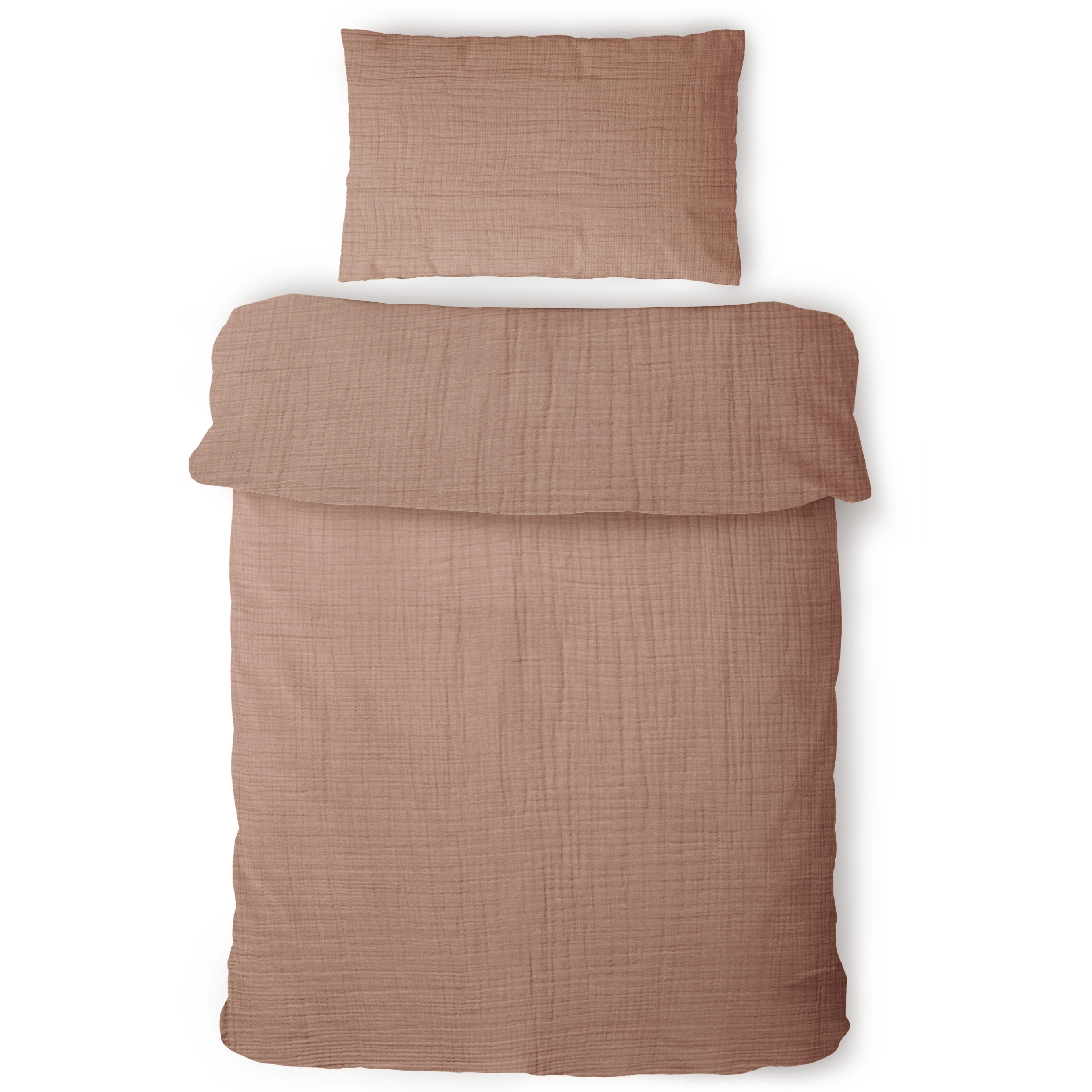 Laynenburg Kinderbettwäsche Musselin 2 teilig aus 100% Baumwolle in 100x135 cm + 40x60 cm, atmungsaktiv & bügelfrei – 3 lagig mit Reißverschluss & Haltebändern