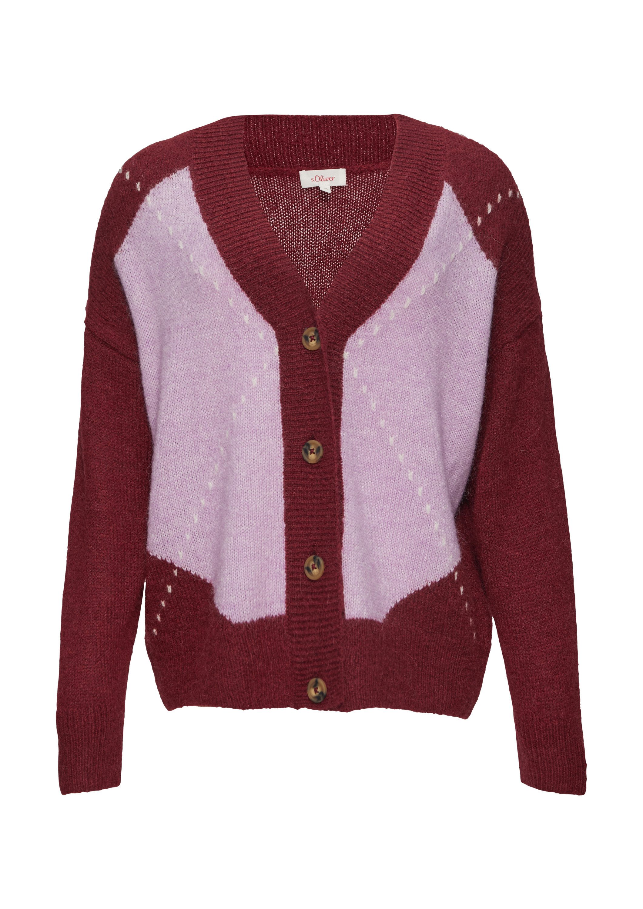 s.Oliver Cardigan Strickjacke Oversized Wollmix-Strickjacke mit Argyle-Must günstig online kaufen