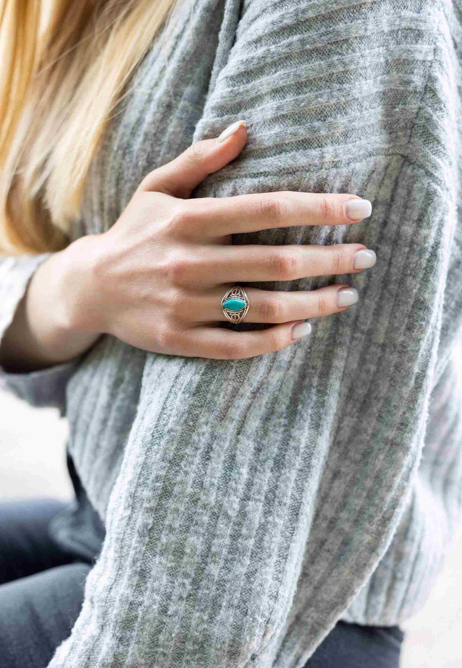 mantraroma Silberring DAHAB Ellipse aus 925 Silber mit Türkis (Ring mit Sch günstig online kaufen