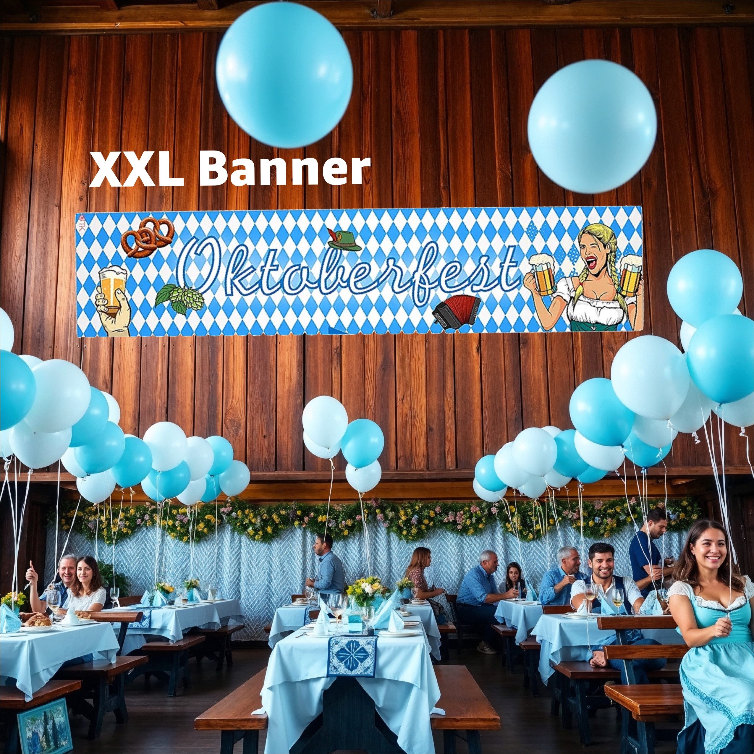 Dekotalent® Hängedekoration Banner XXL Wimpel - Wiesn Deko Dekoration (Set, 1 St., 1x Banner zum Aufhängen), Einfache Montage / Wetterfest